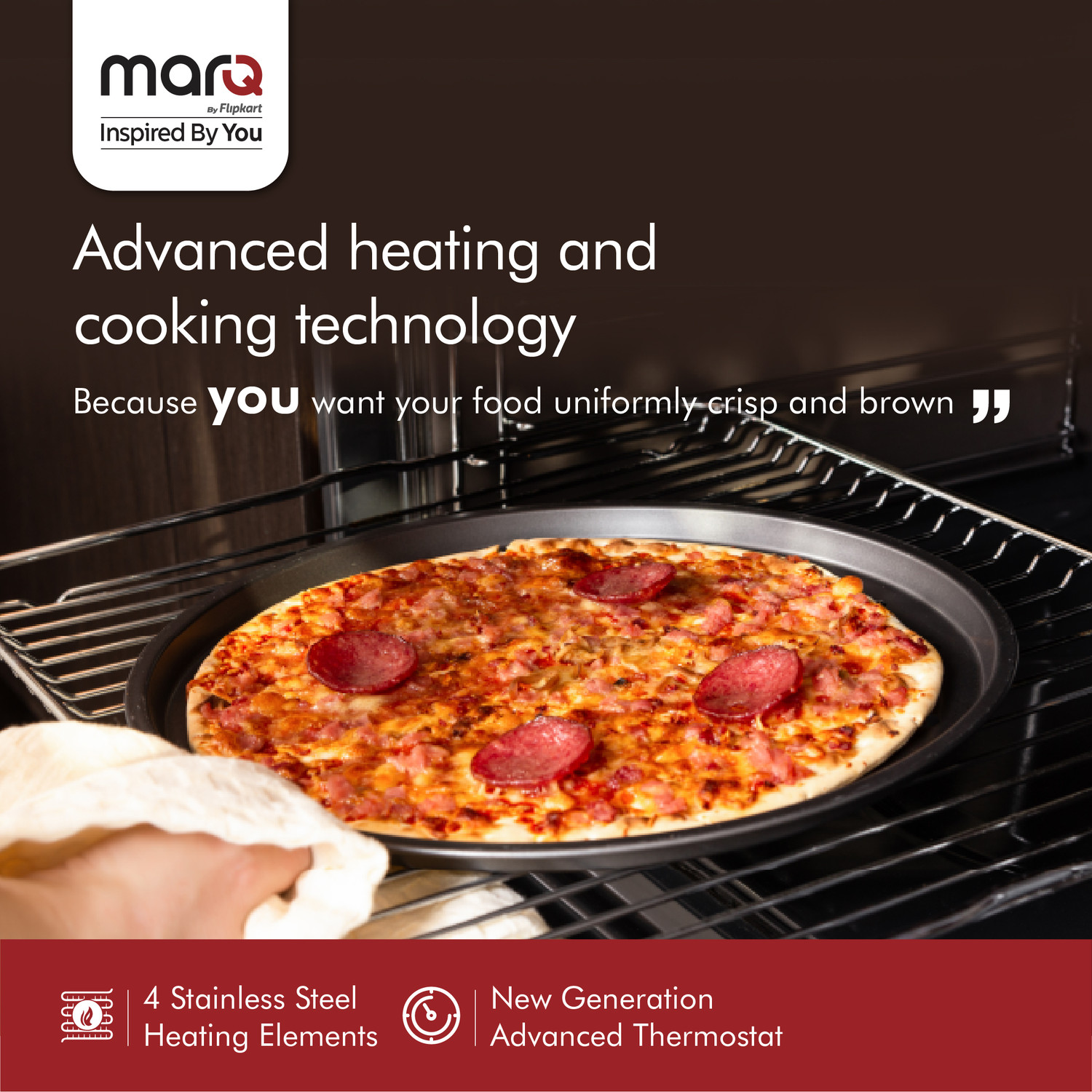Image of MarQ by Flipkart 18-Litre with Crumb Tray Oven Toaster Grill OTG 18L1200W4HL / MQOT18NNTAB, Black