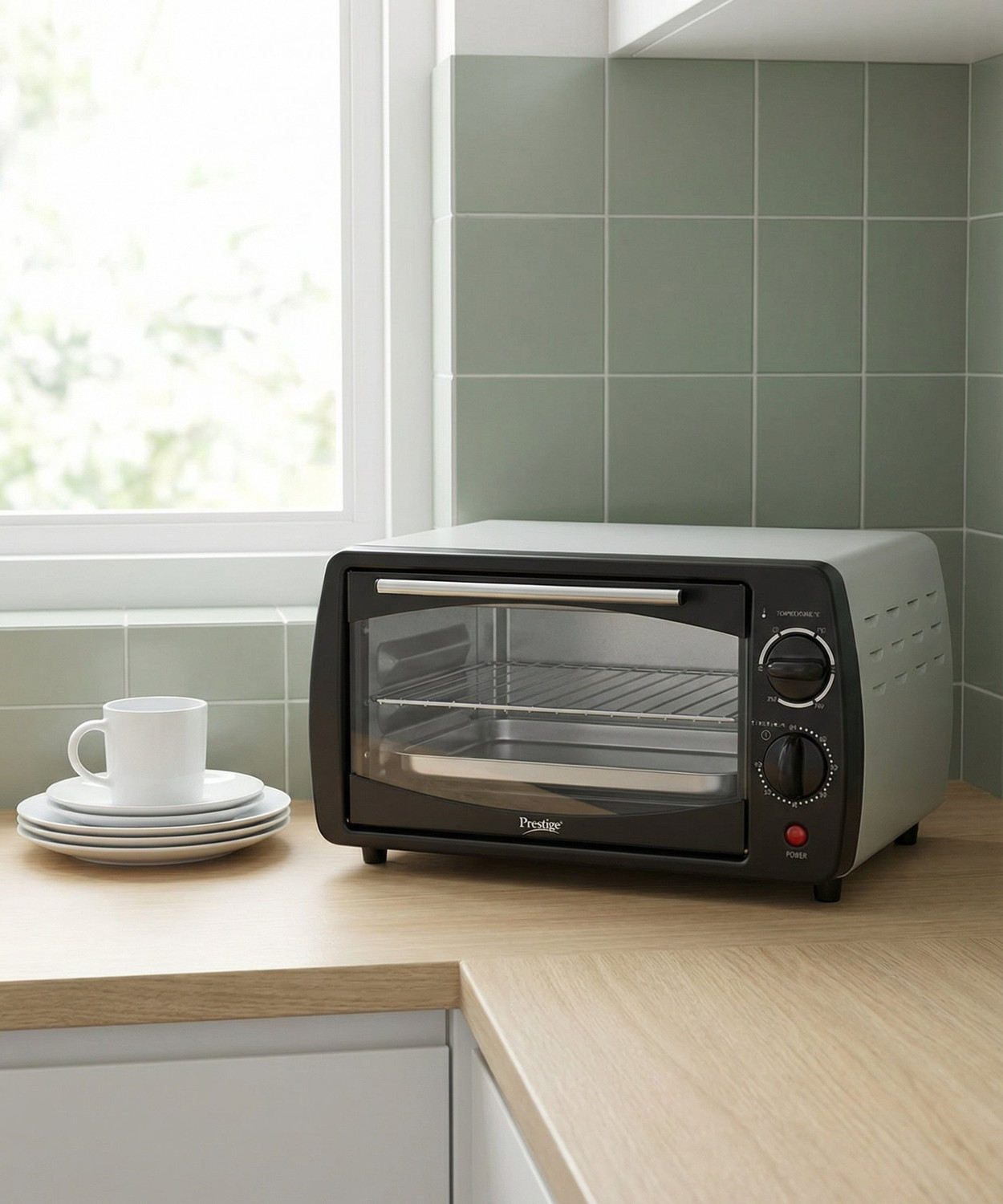 Image of Prestige 9-Litre Oven Toaster Grill OTG POTG 9 PC (41456), Black, Grey
