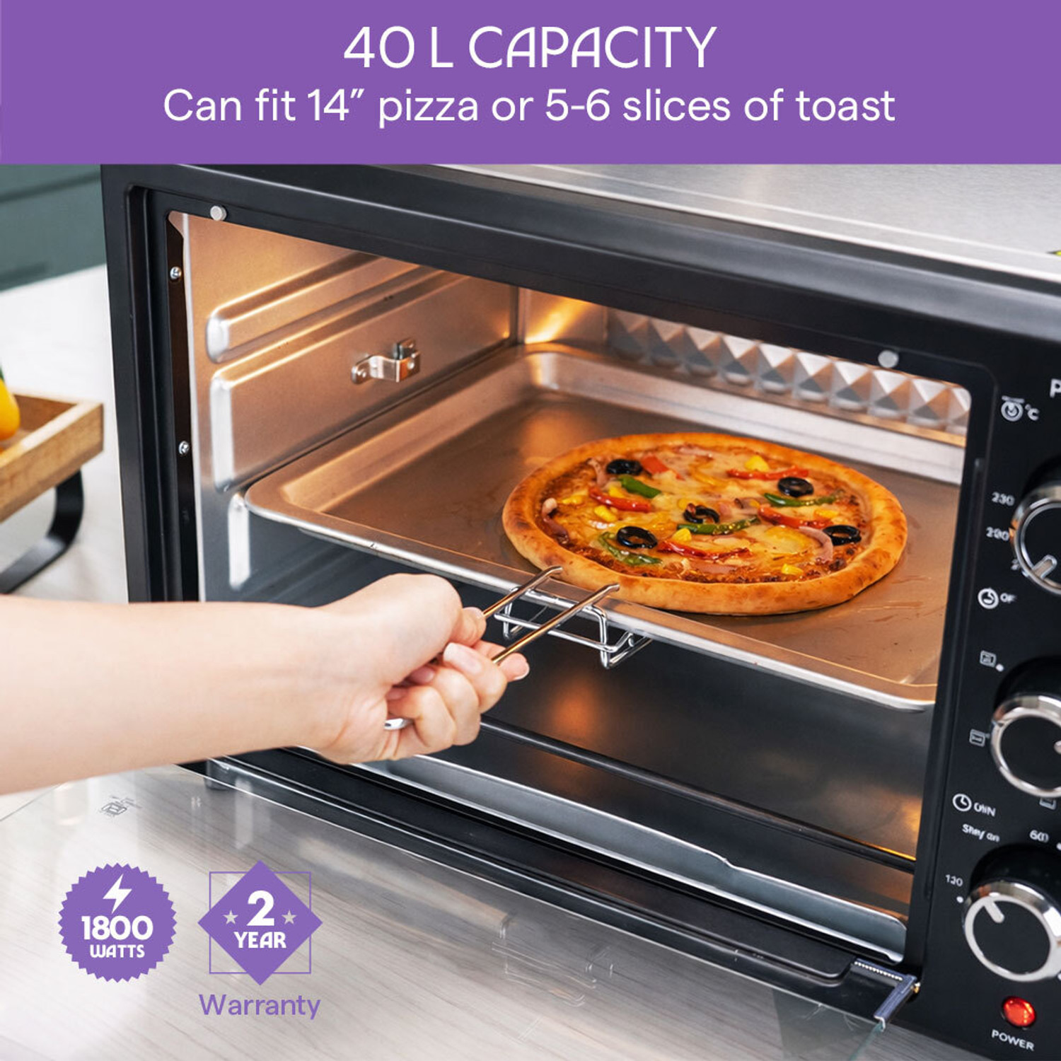 Image of BOROSIL 40-Litre Oven Toaster Grill OTG Pro 40L 1800W BIS Approved Made in India OTG with Motorized Rotisserie, Black