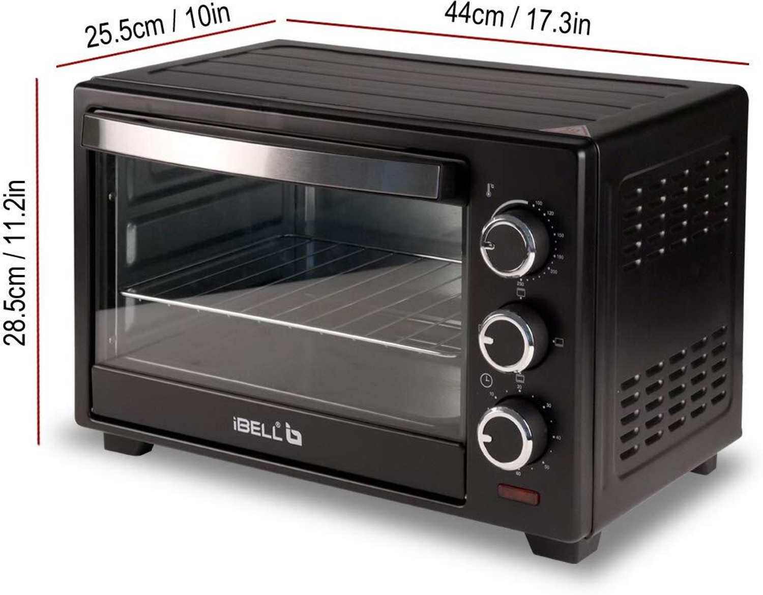 Image of iBELL 19-Litre Oven Toaster Grill OTG EO19LG Electric Oven Toast Grill, Adjustable Temperature & Timer, Auto Cut-off, Black