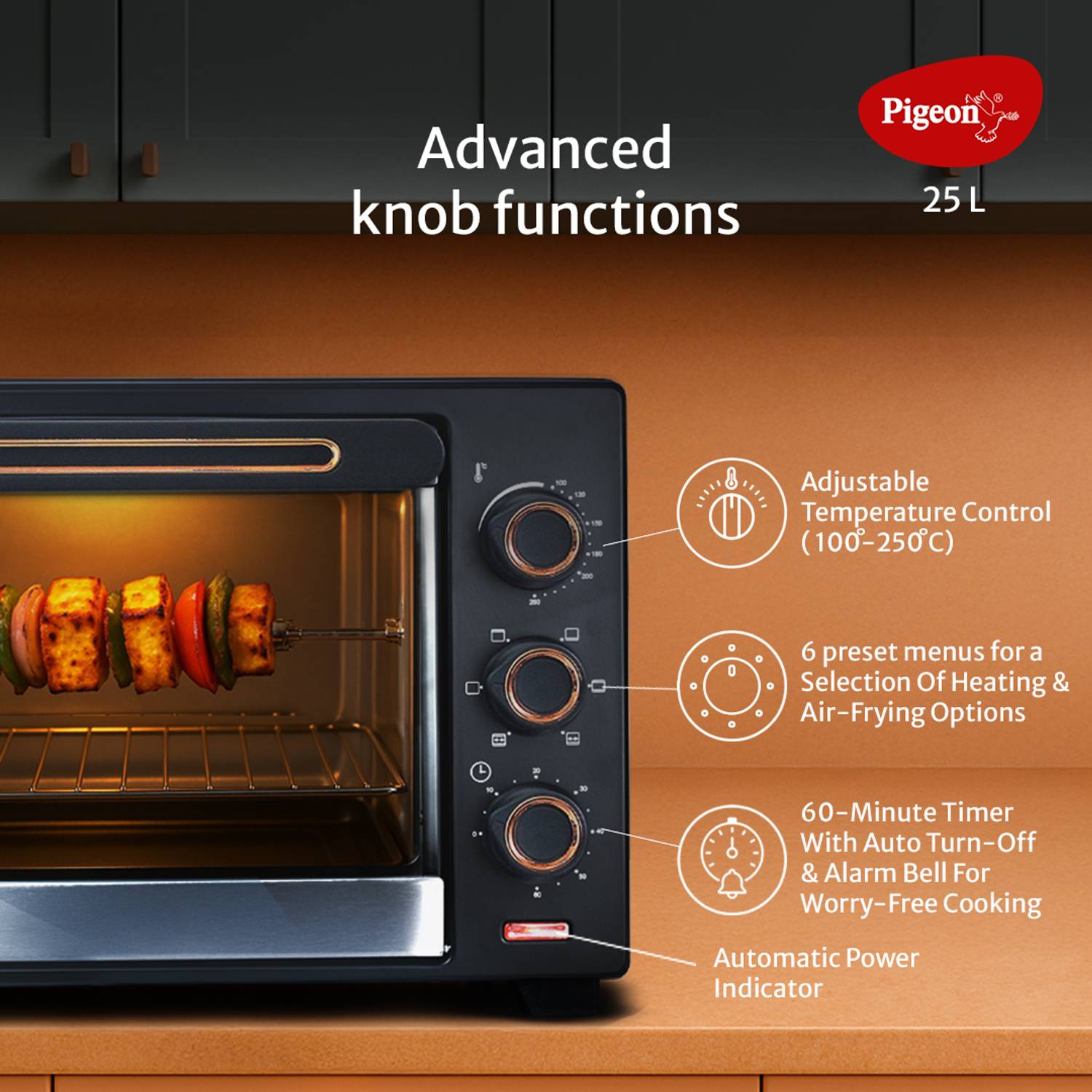 Pigeon 25L Black OTG with Rotisserie - Image 2