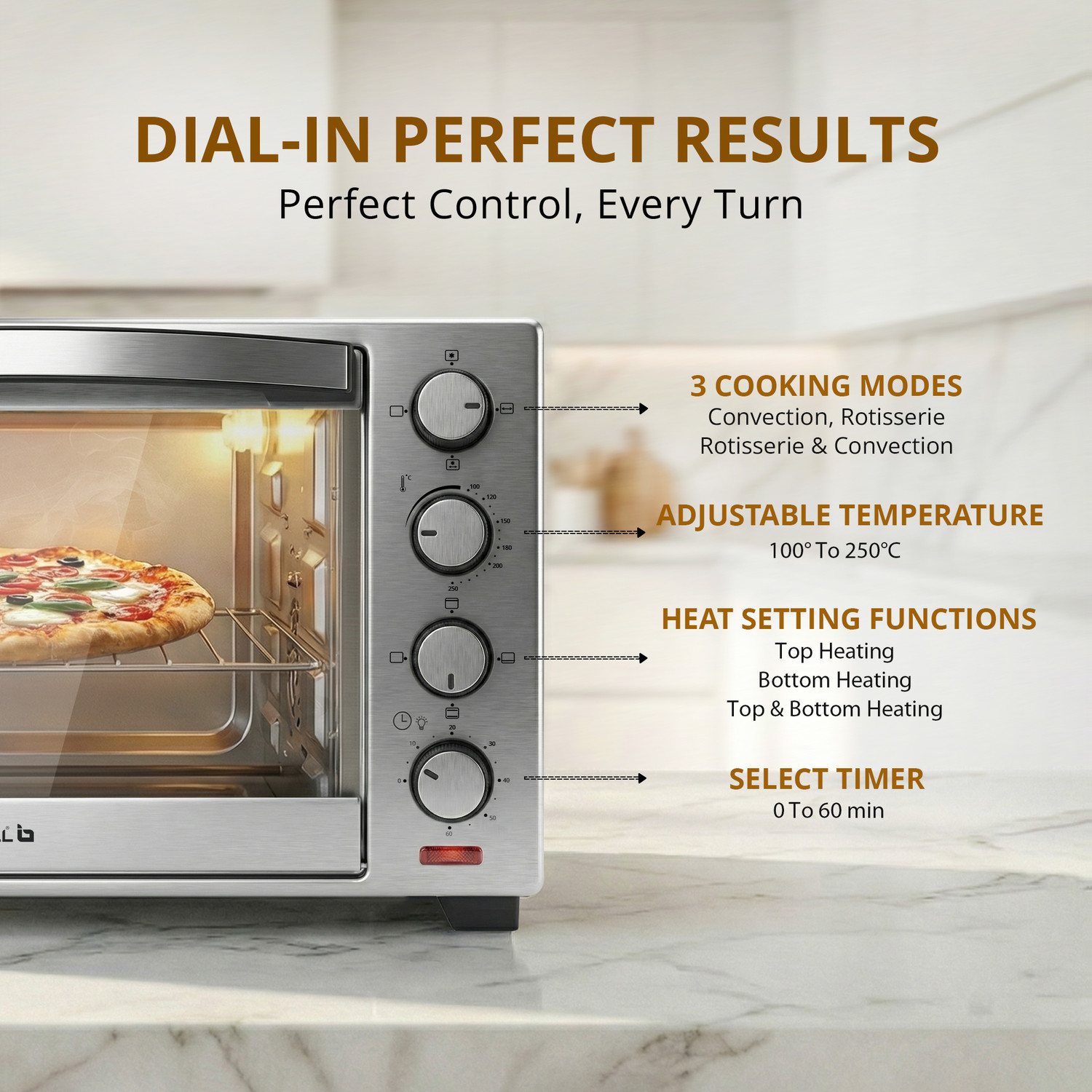 Image of iBELL 30-Litre Oven Toaster Grill OTG IBLEOSS30LG Oven - Stainless Steel Body,Convection Fan,Rotisserie Function,30L, Silver