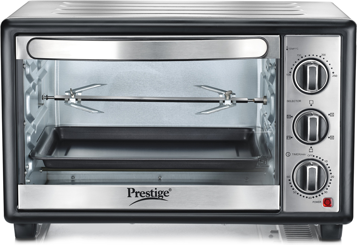 Image of Prestige 28-Litre Oven Toaster Grill OTG POTG 28AC |Air Fry, Bake, Grill, Toast| Rotisserie and Convection Function, Black