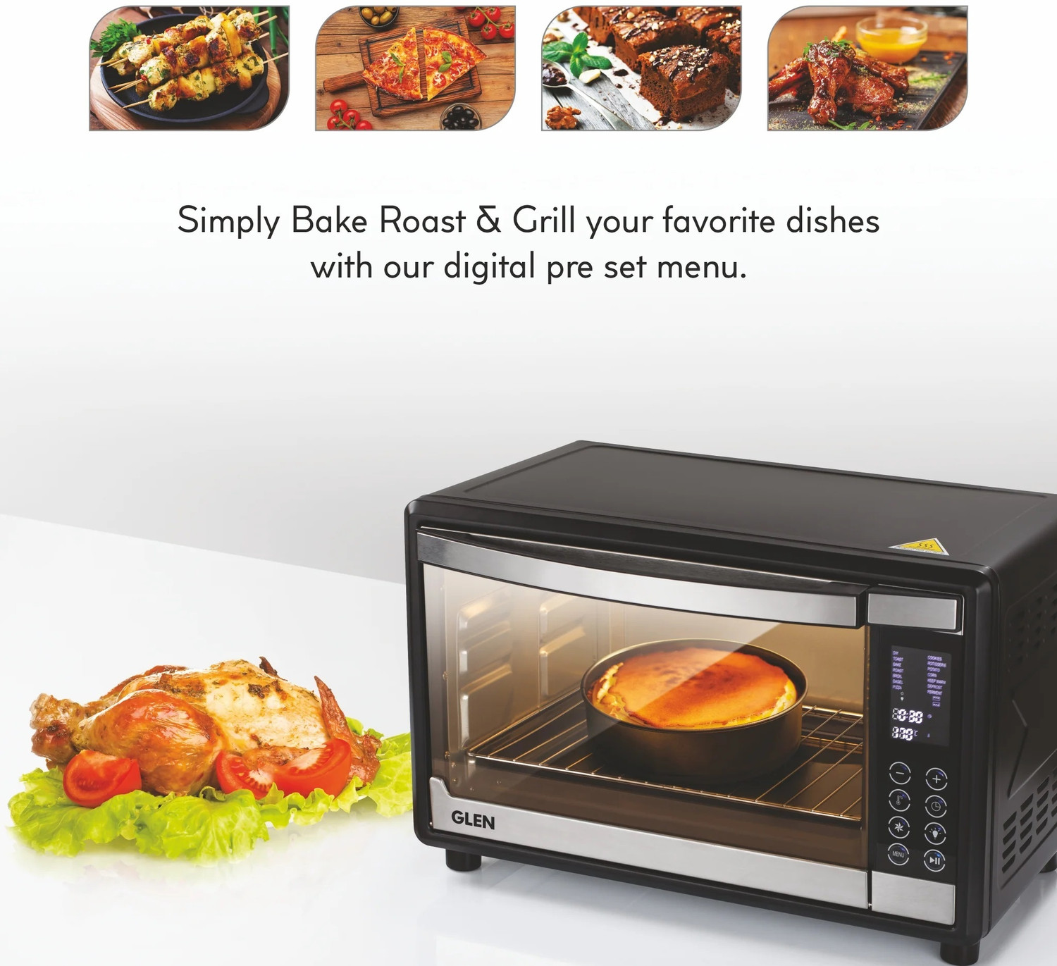 Image of Glen 35-Litre Oven Toaster Grill OTG Digital Oven Toaster Griller SA-5035DIGI Convection Motorized Rotisserie 1600W, Black