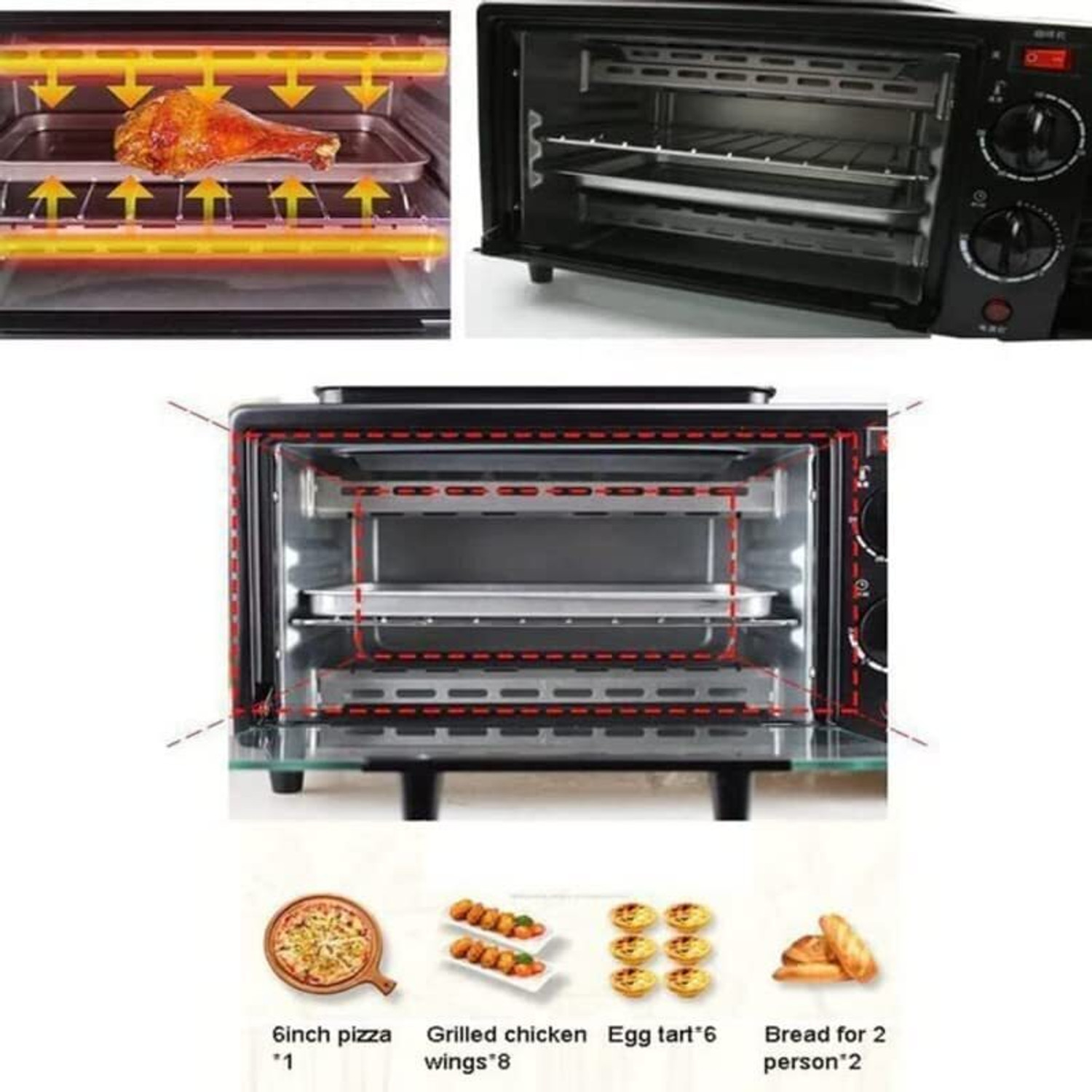 Image of INDRO 10-Litre Oven Toaster Grill OTG 10-Litre 3-in-1 Breakfast Maker with Oven, Coffee Maker & Timer Control, Black
