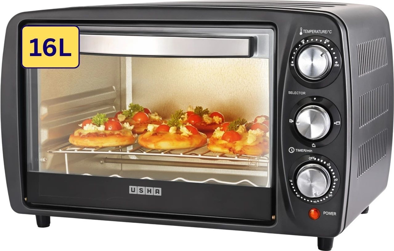 Image of USHA 16-Litre Oven Toaster Grill OTG OTGW 3716, Black