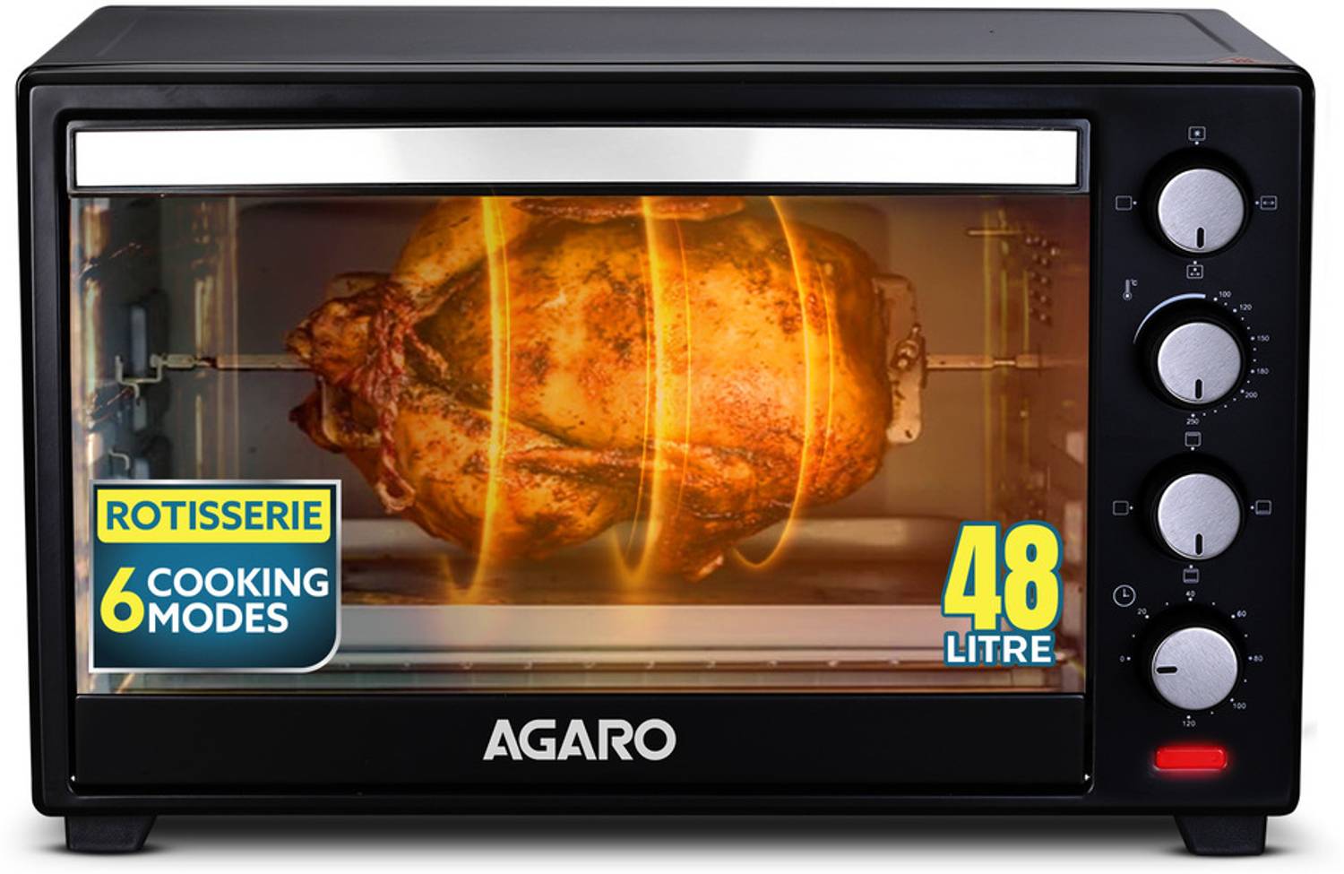 AGARO 48-Litre Oven Toaster Grill OTG Marvel-33310, 2000W, 6 Cooking Modes, Bake, Grill, Roast, Toast, Rotisserie, Black — Ovens & Microwaves