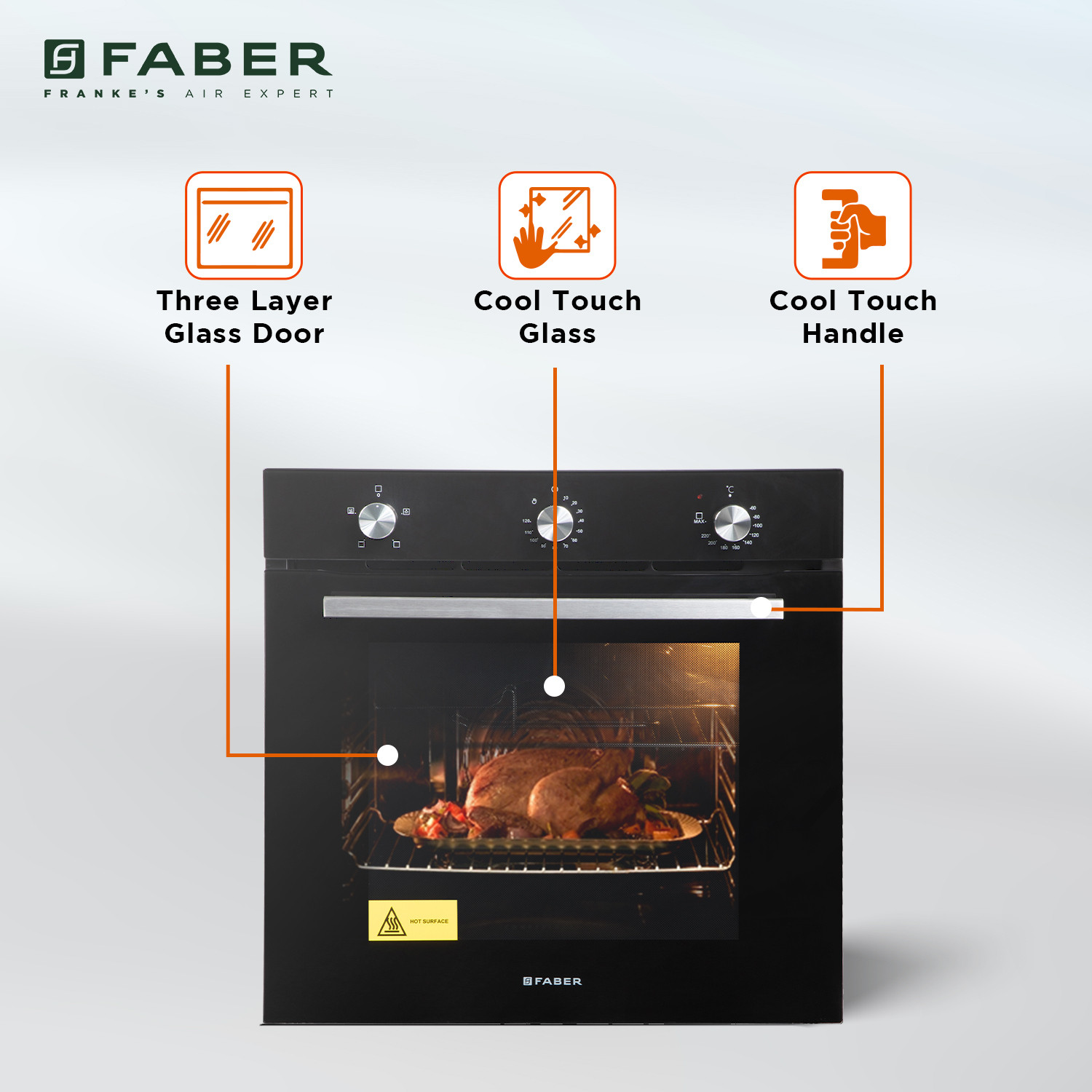 Image of FABER 80-Litre Oven Toaster Grill OTG Built-In FBIO 80L 4F BK Black Finish Oven with Digital Display, Black