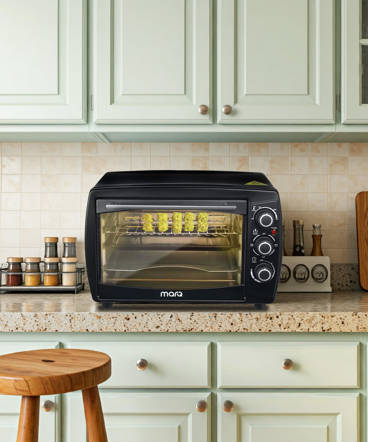 Image of MarQ by Flipkart 18-Litre with Crumb Tray Oven Toaster Grill OTG 18L1200W4HL / MQOT18NNTAB, Black