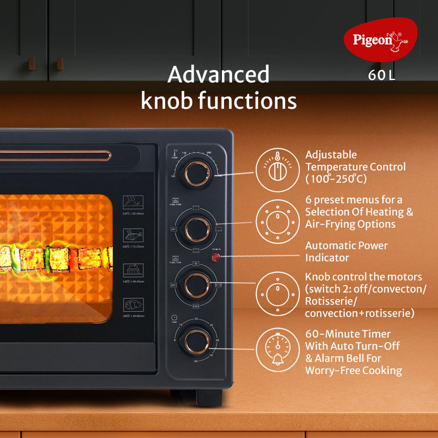 Image of Pigeon 60-Litre Oven Toaster Grill OTG 16002544, Grey