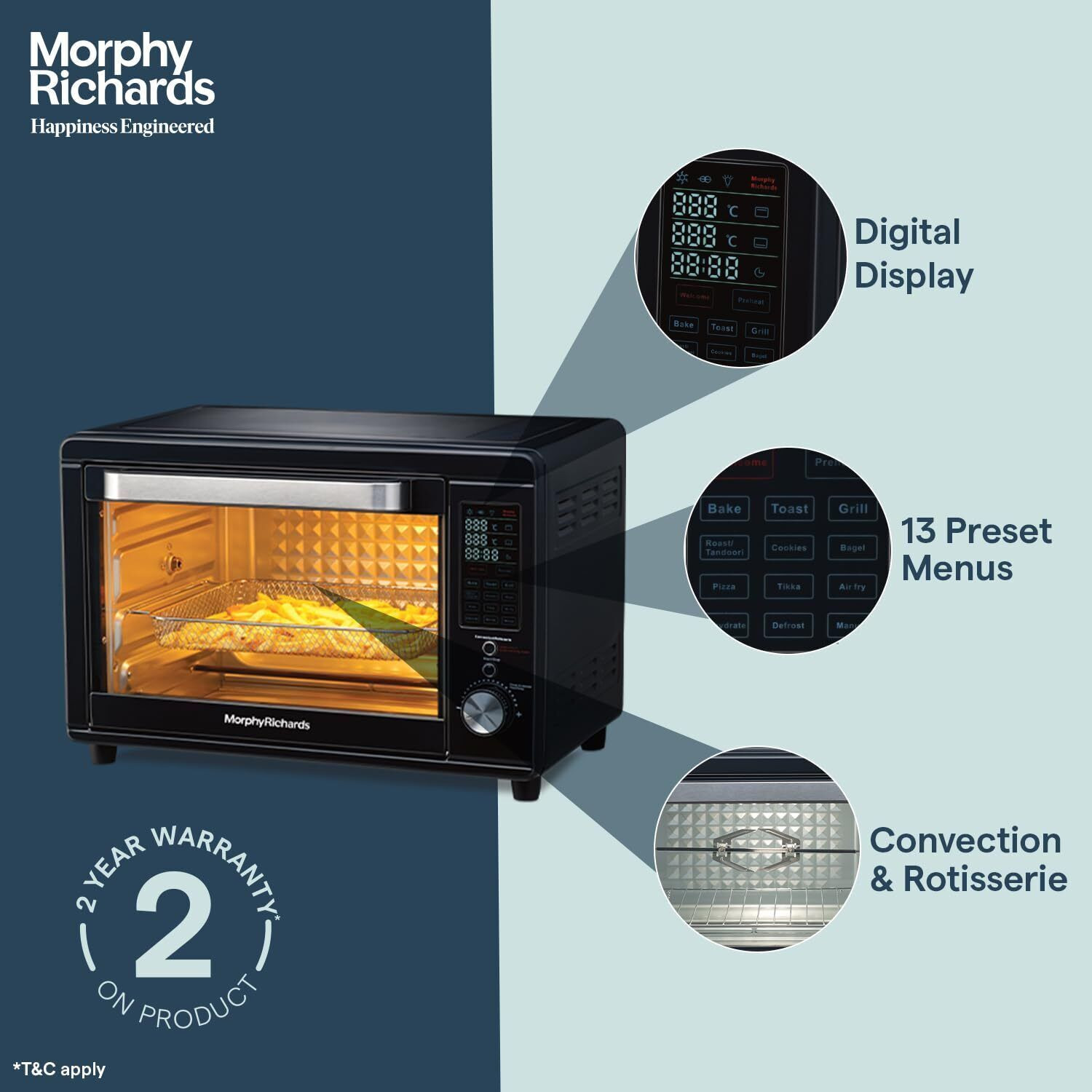 Image of Morphy Richards 40-Litre Oven Toaster Grill OTG 40RCAD DIGI 510058 01, deep blue