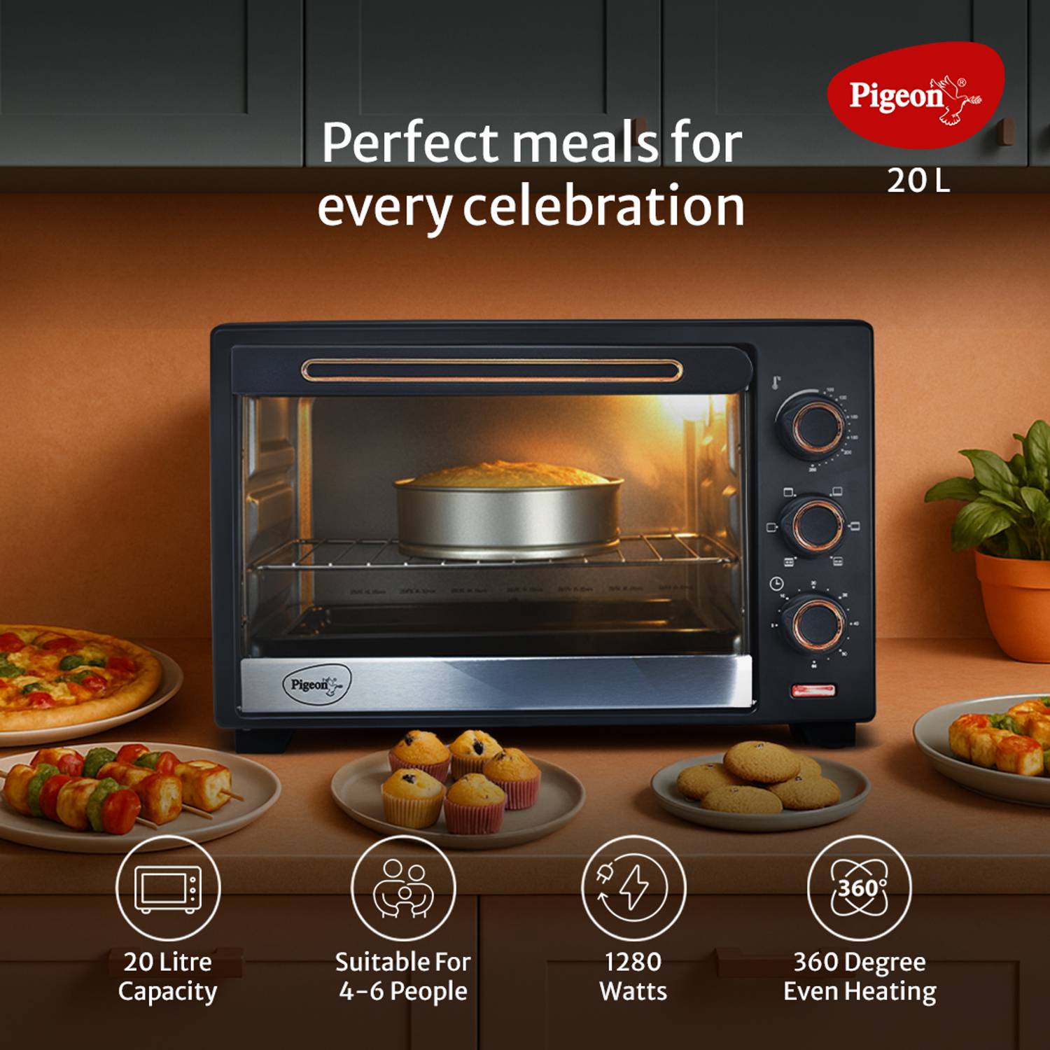 Pigeon 20-Litre OTG Oven Toaster Grill, Black - Image 2