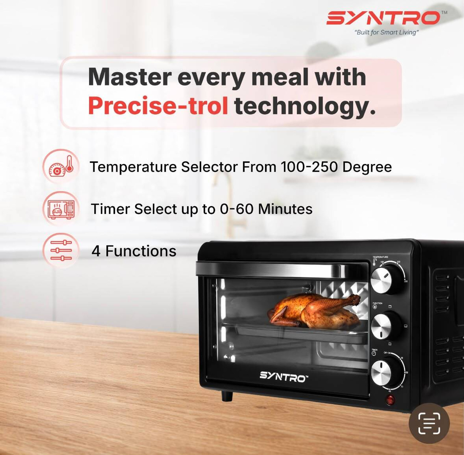 Image of Syntro 17-Litre Oven Toaster Grill OTG HEALTHIFY 17 LTR, Black, Silver