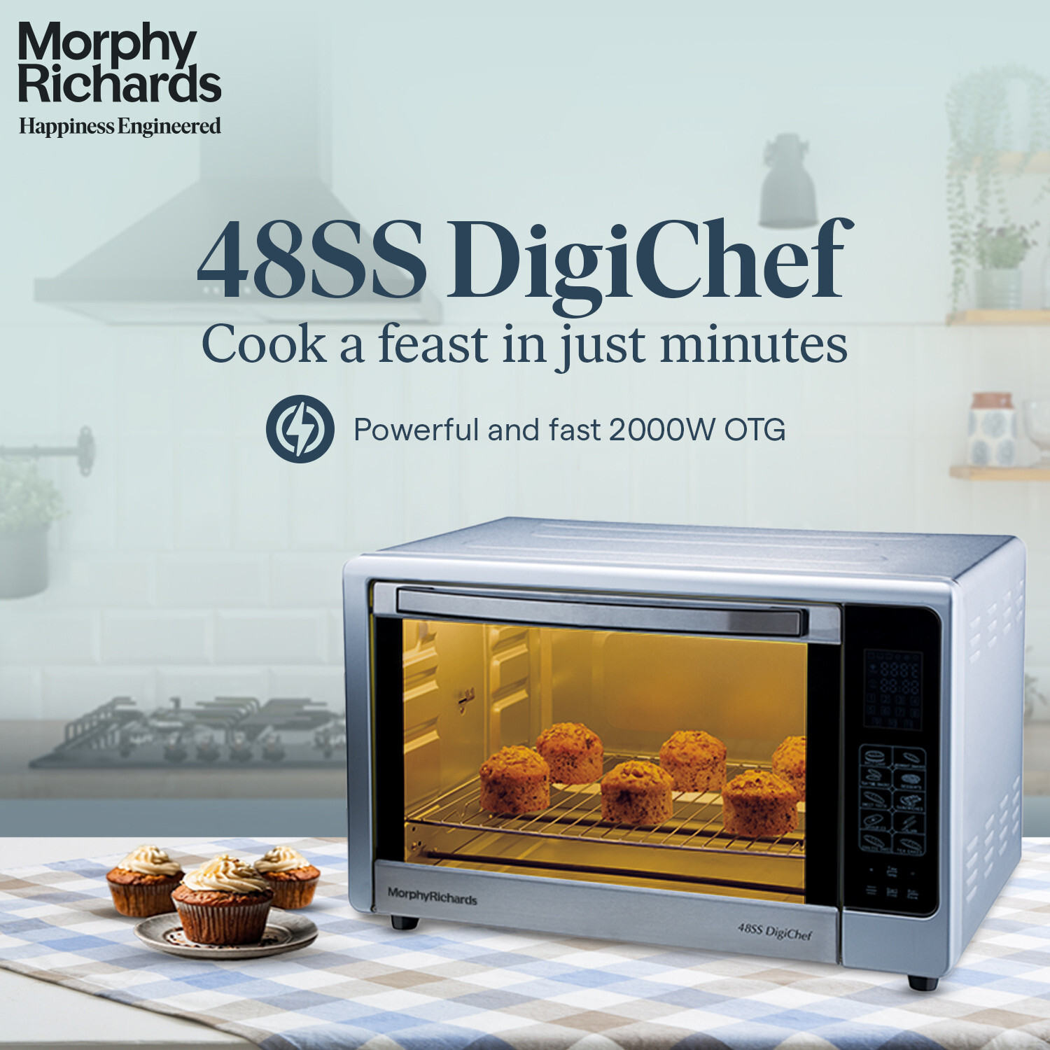 Image of Morphy Richards 48-Litre Oven Toaster Grill OTG 48SS DIGICHEF, Silver