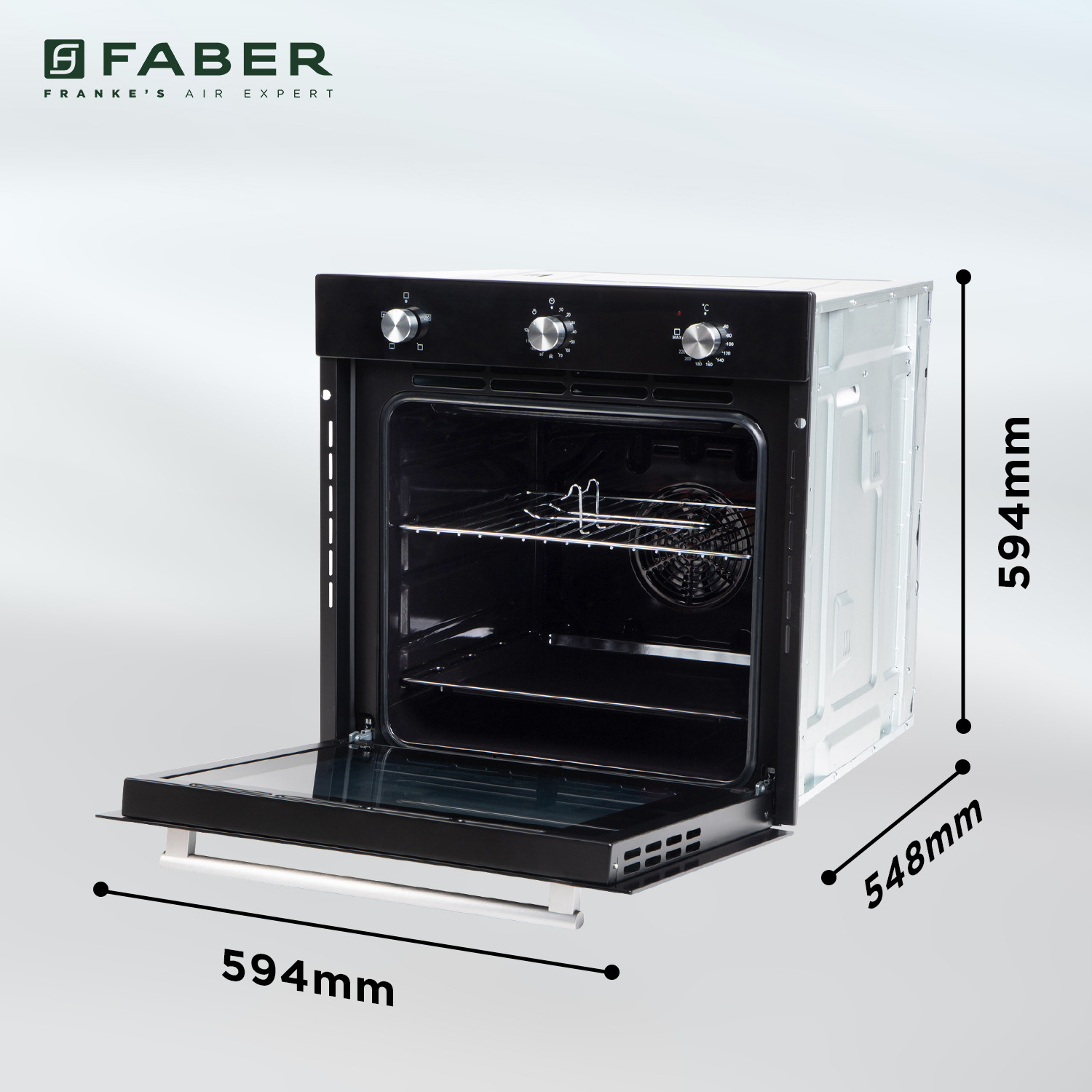 Image of FABER 80-Litre Oven Toaster Grill OTG Built-In FBIO 80L 4F BK Black Finish Oven with Digital Display, Black