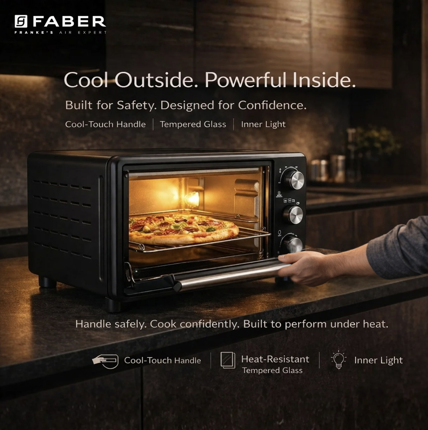 Image of FABER 24-Litre Oven Toaster Grill OTG FOTG 24L Neo|1500W OTG|Bake,Toast, Grill|4 Stage Functions|Upper & Lower Heating, Black
