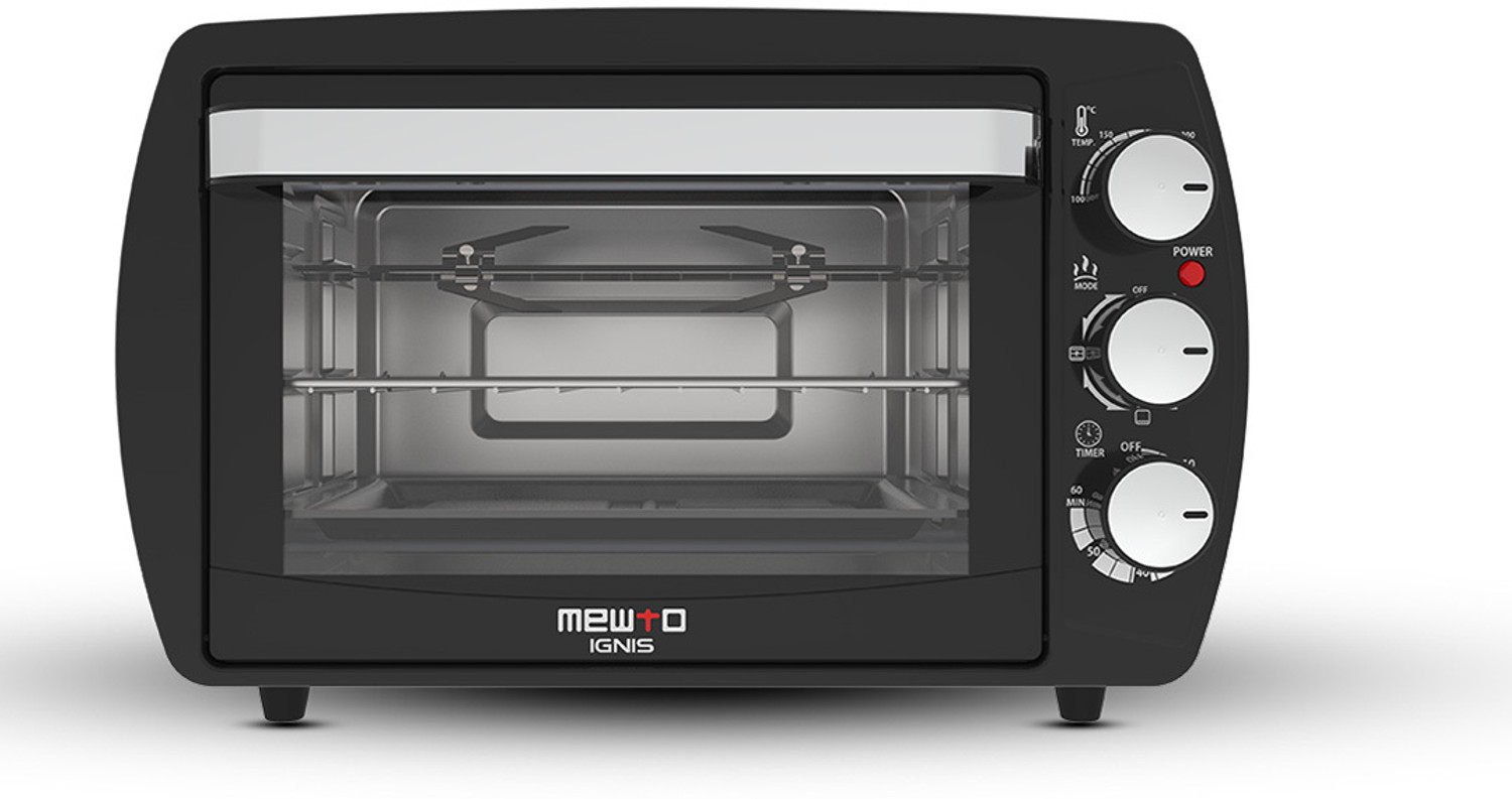 Image of MEWTO 19-Litre Oven Toaster Grill OTG Rotisserie With 60 Minute Timing and Bell-Ring, Black