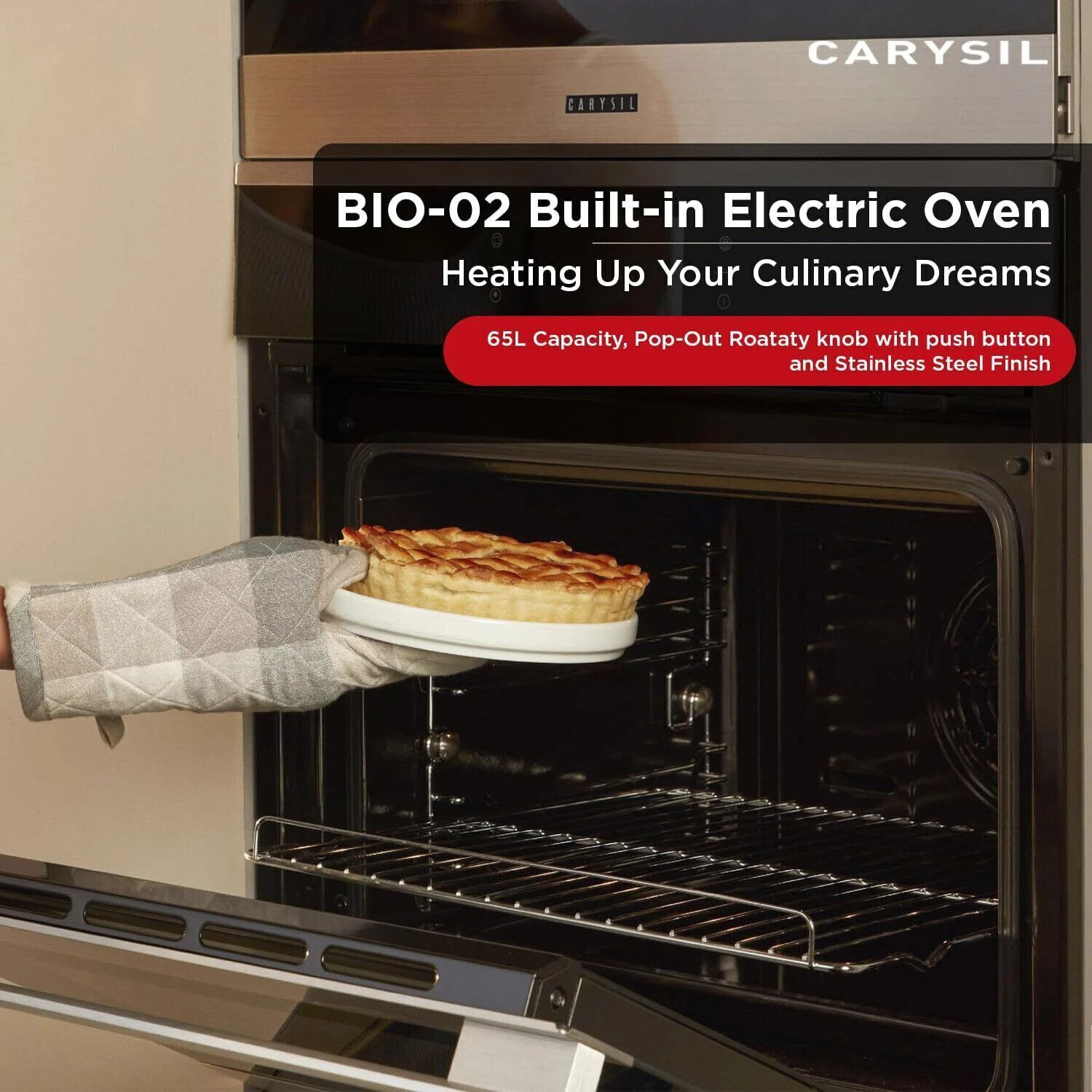 Image of Carysil 65-Litre Oven Toaster Grill OTG BIO-02, Silver