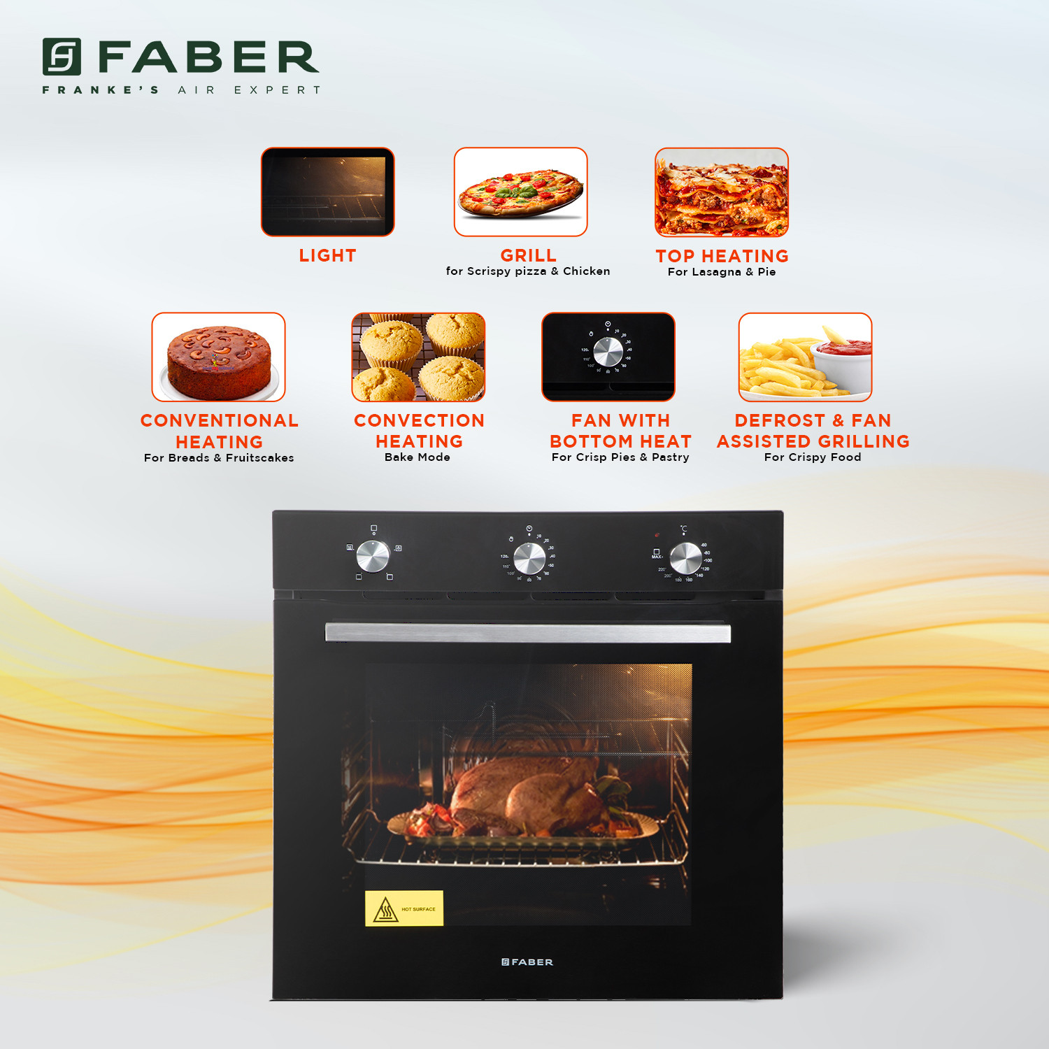 Image of FABER 80-Litre Oven Toaster Grill OTG Built-In FBIO 80L 4F BK Black Finish Oven with Digital Display, Black