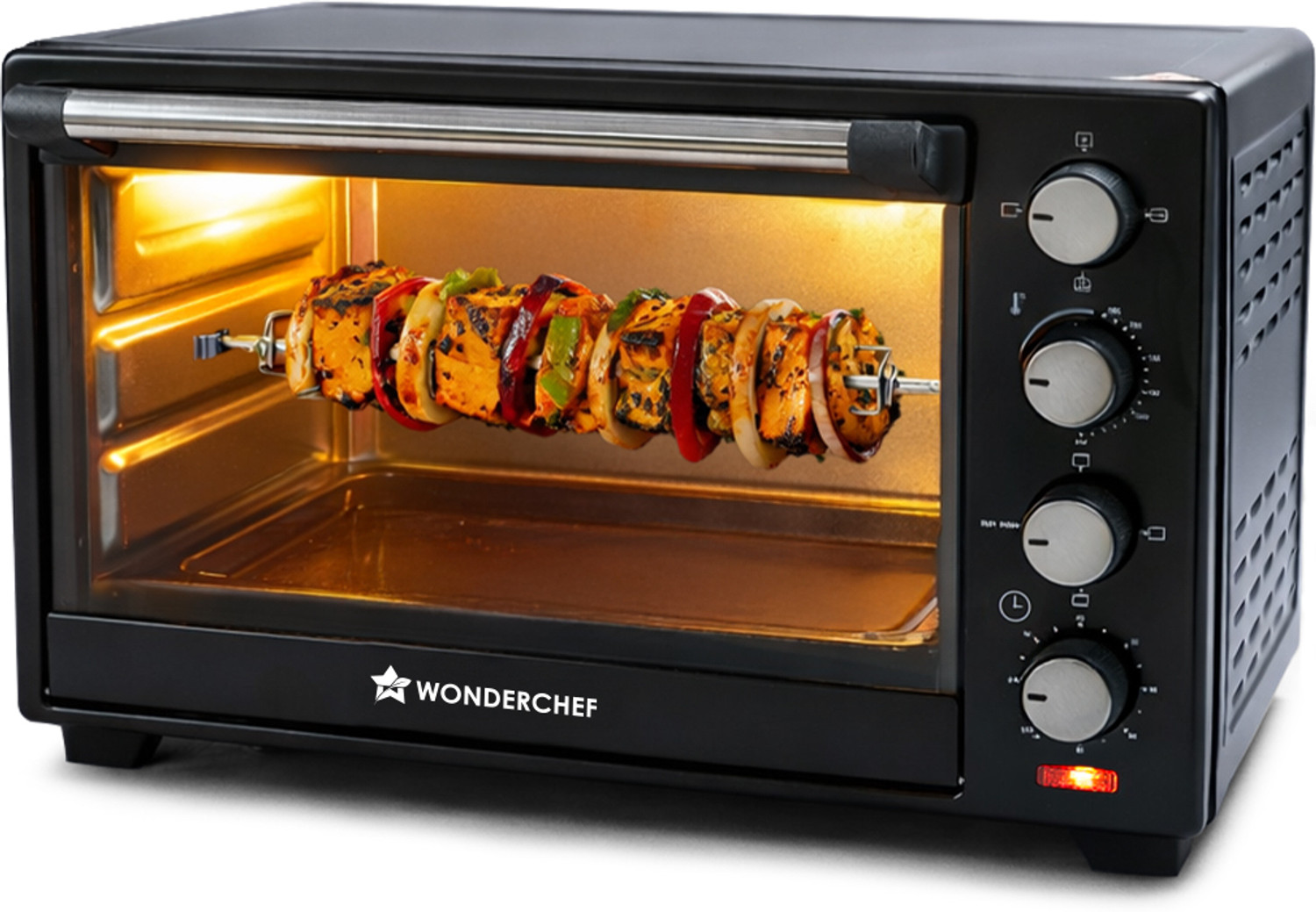 Image of WONDERCHEF 28-Litre Oven Toaster Grill OTG with Rotisserie,Auto-shut off, heat-resistant tempered glass, Black