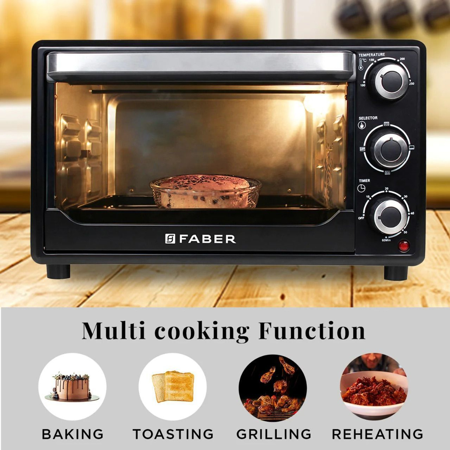 Image of FABER 24-Litre Oven Toaster Grill OTG FOTG BK 24L, Black