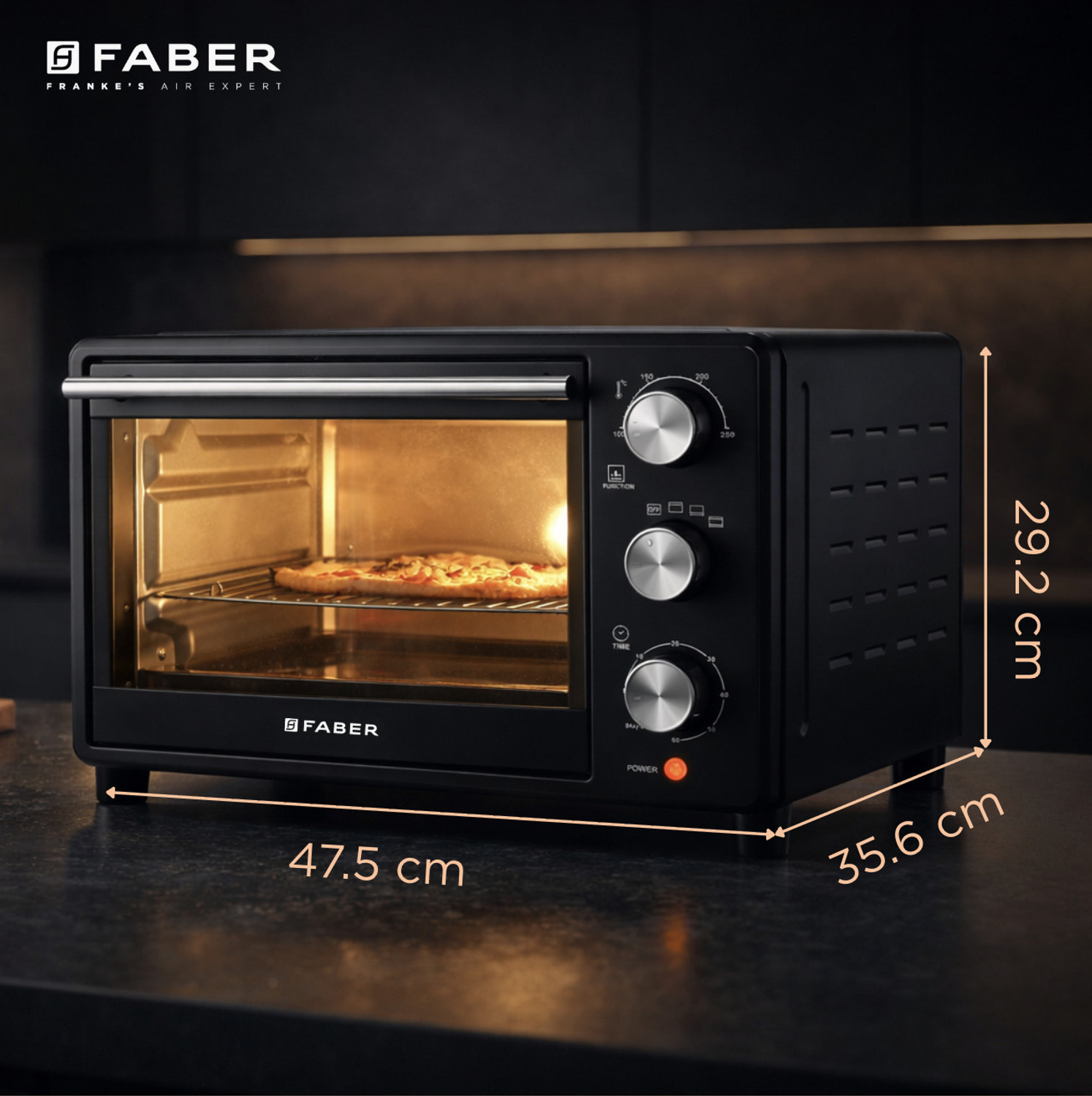 Image of FABER 24-Litre Oven Toaster Grill OTG FOTG 24L Neo|1500W OTG|Bake,Toast, Grill|4 Stage Functions|Upper & Lower Heating, Black