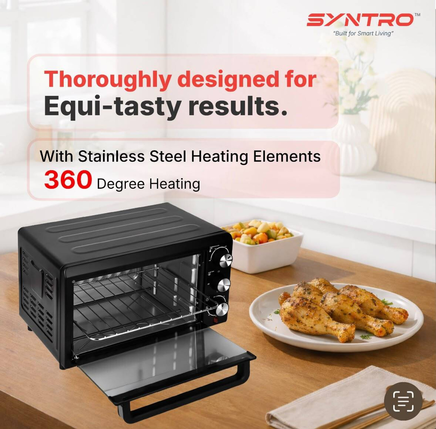 Image of Syntro 17-Litre Oven Toaster Grill OTG HEALTHIFY 17 LTR, Black, Silver