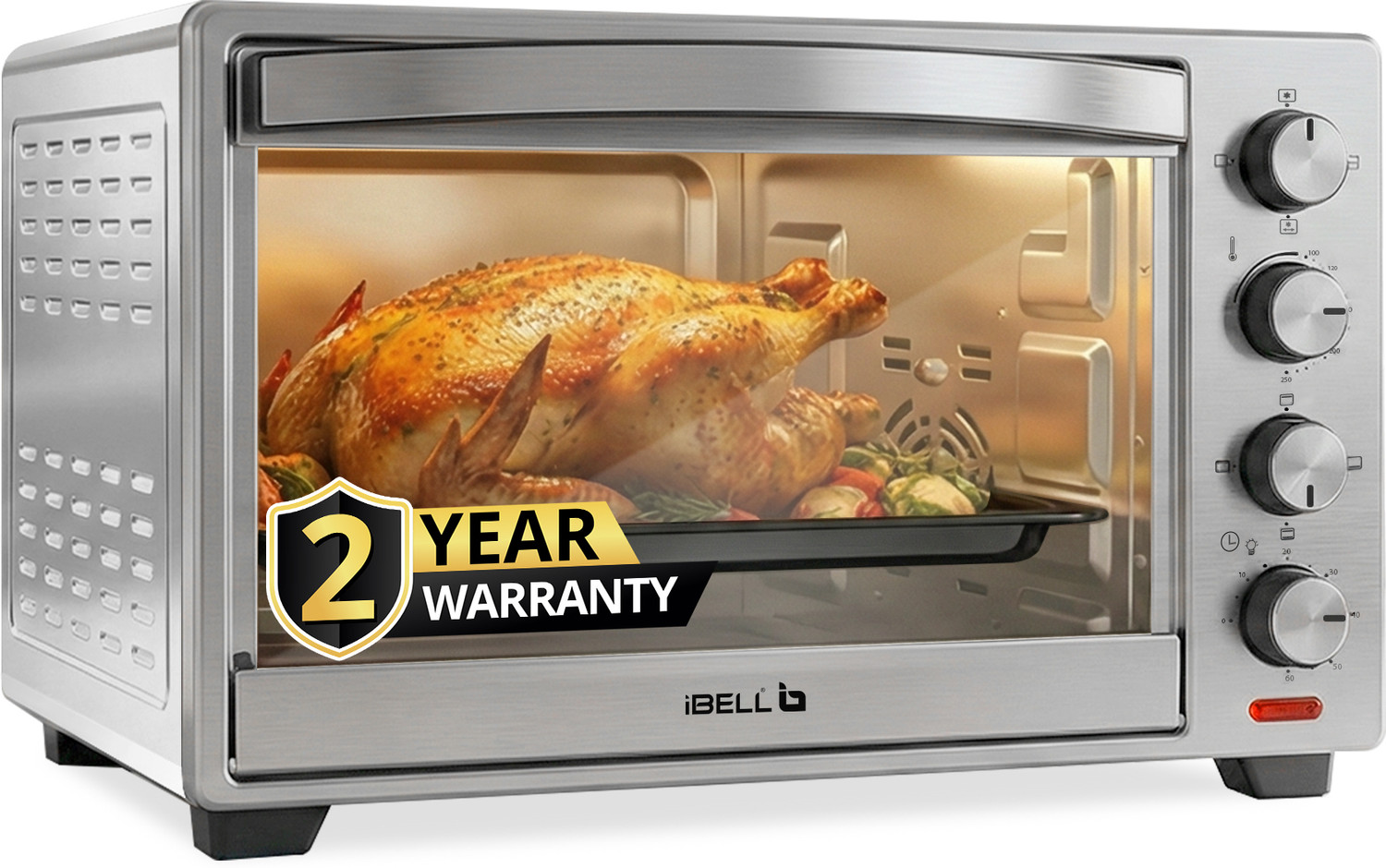 Image of iBELL 30-Litre Oven Toaster Grill OTG IBLEOSS30LG Oven - Stainless Steel Body,Convection Fan,Rotisserie Function,30L, Silver
