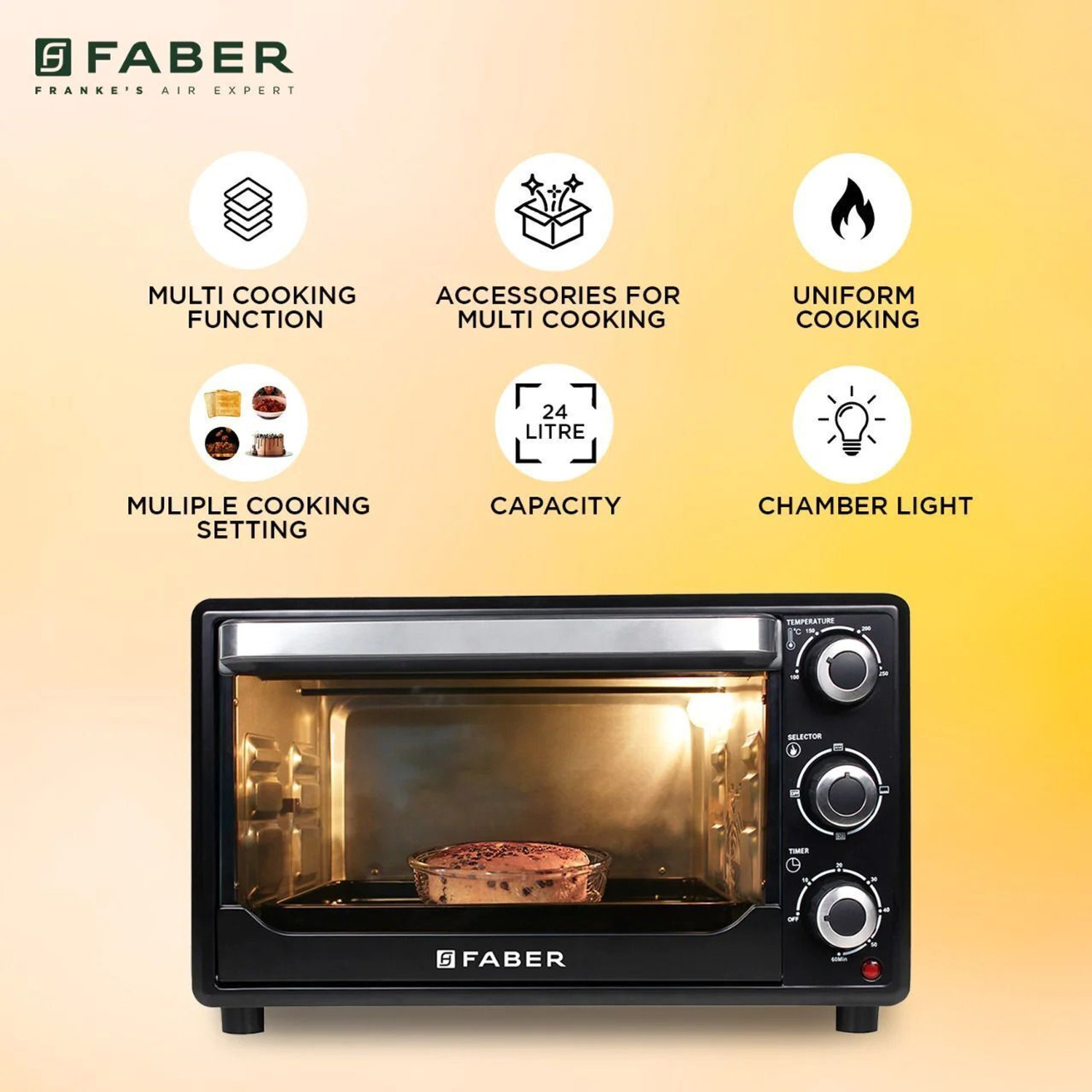 Image of FABER 24-Litre Oven Toaster Grill OTG FOTG BK 24L, Black