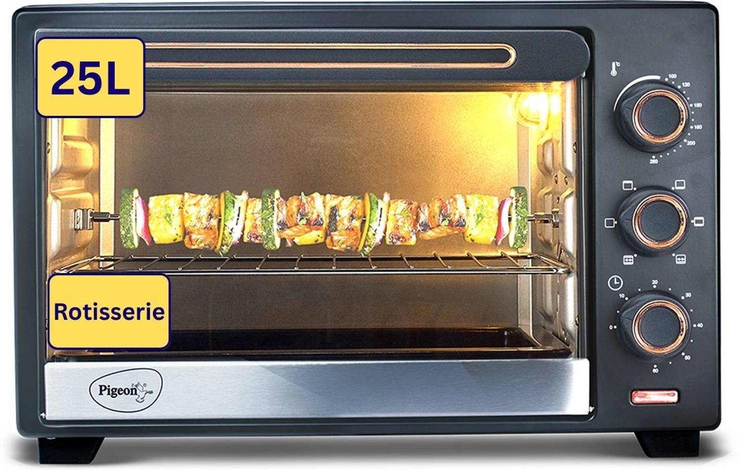 Pigeon 25L Black OTG with Rotisserie - Image 1
