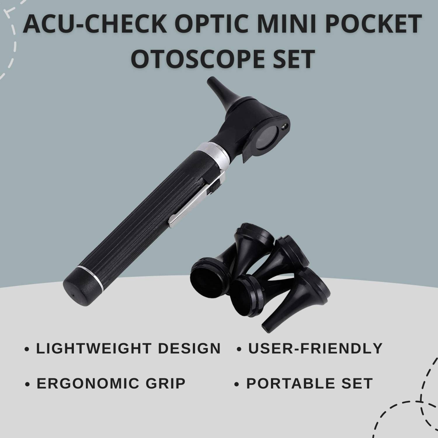 ACU-CHECK Optic Mini Pocket Otoscope Set LED Ear Scope Medical Diagnostic ENT Otoscope