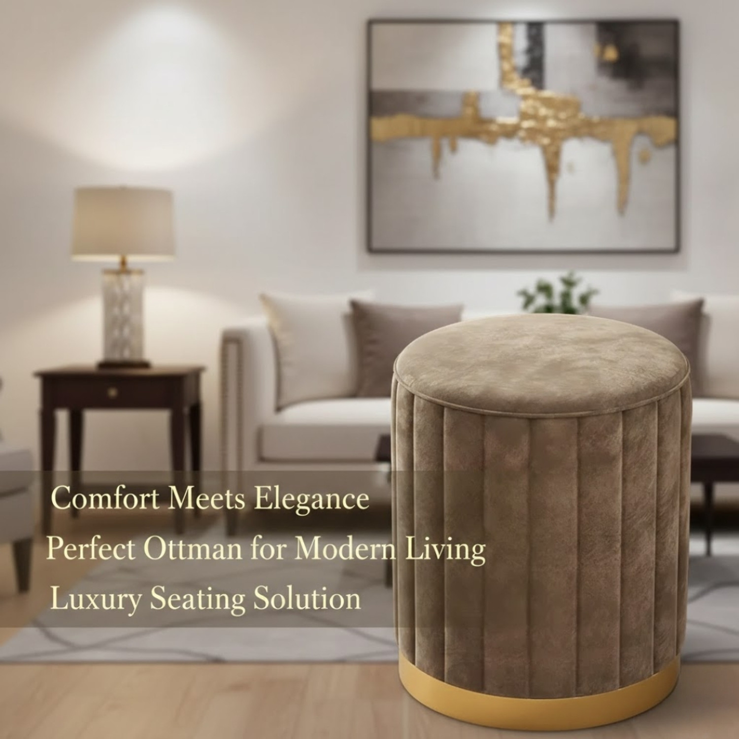 Image of Sukhmani woodcrafts Solid Wood Pouf
