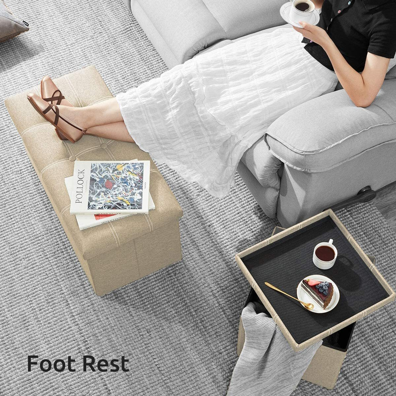 Image of SKYFUN Fabric Cube Ottoman