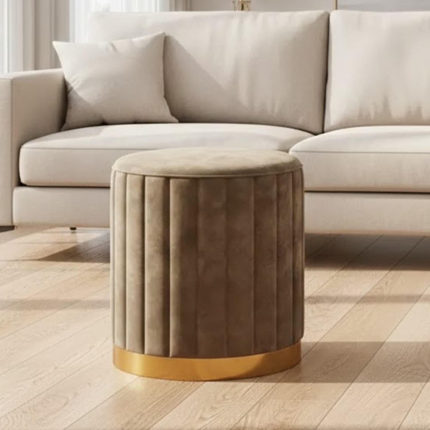 Image of Sukhmani woodcrafts Solid Wood Pouf