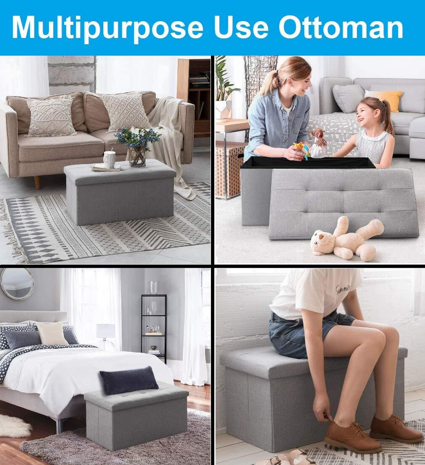 Image of SKYFUN Fabric Cube Ottoman