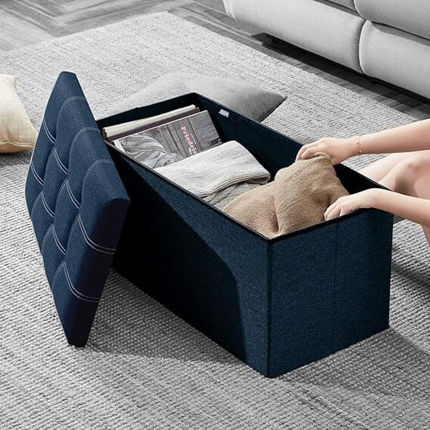 Image of HARIGYAN Fabric Cocktail Ottoman