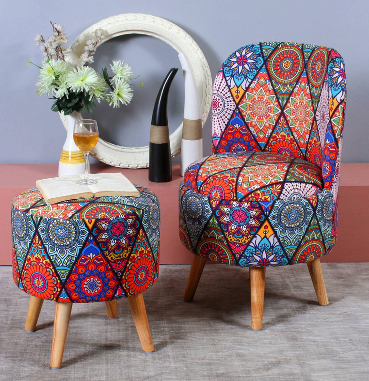 ShadowKart Living & Bedroom Stool (Multicolor, Pre-assembled)