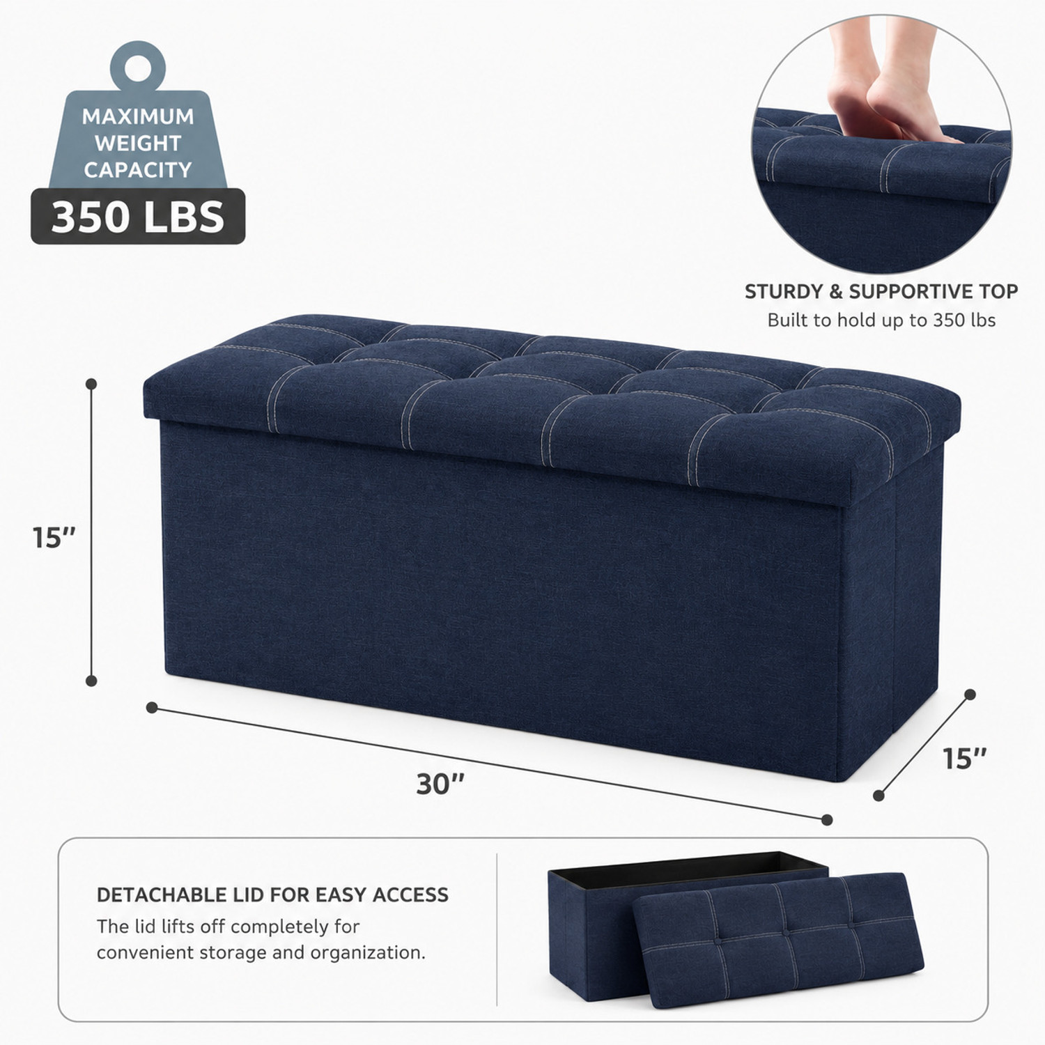 Image of SKYZIART Fabric Cube Ottoman