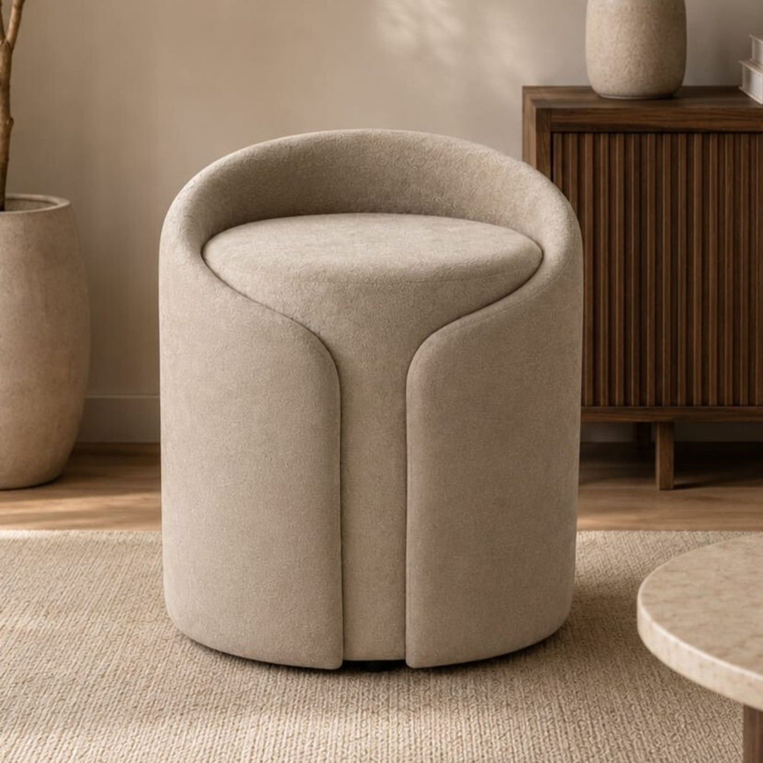 Image of Jaico Solid Wood Standard Ottoman (Finish Color - Beige, Pre Assembled)