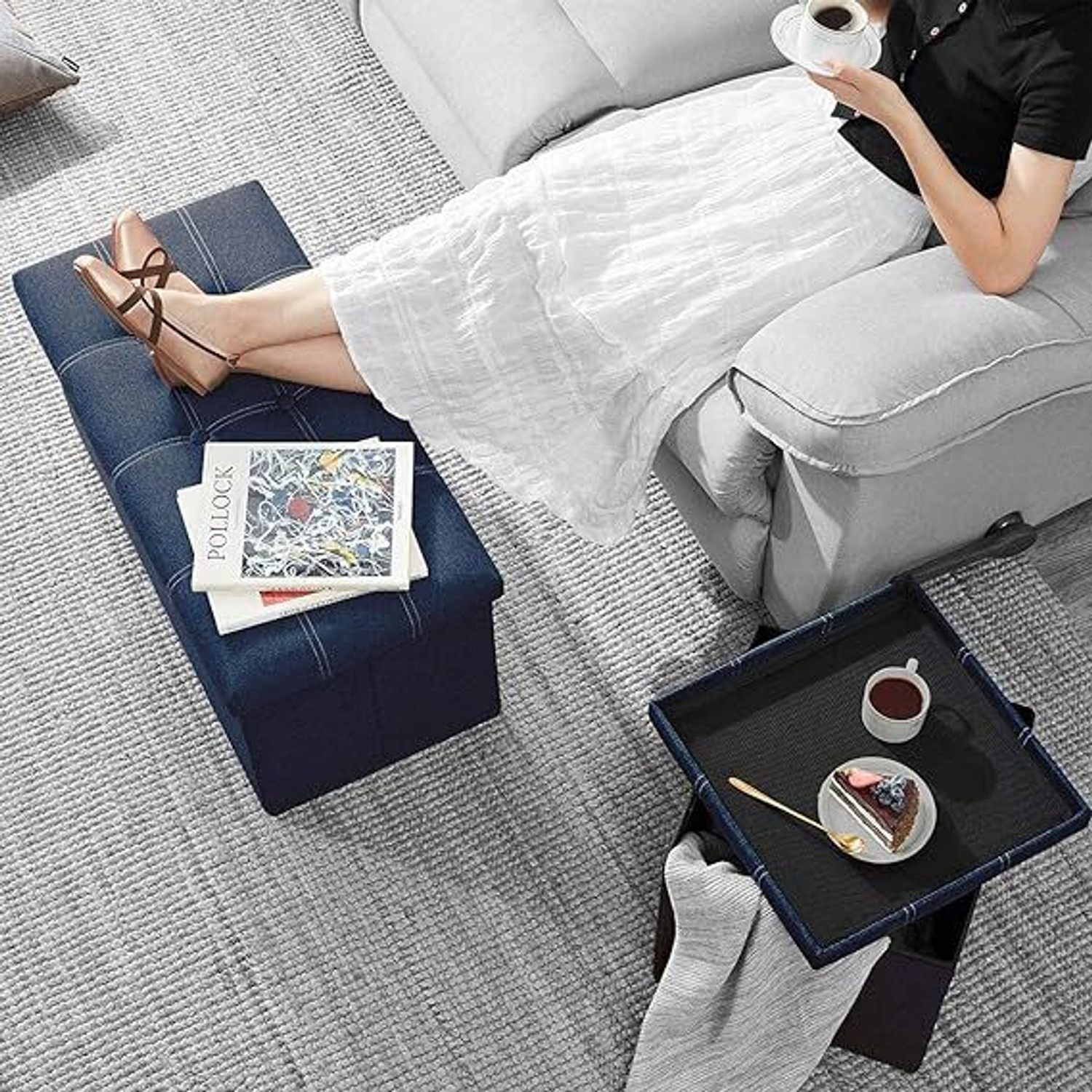Image of HARIGYAN Fabric Cocktail Ottoman