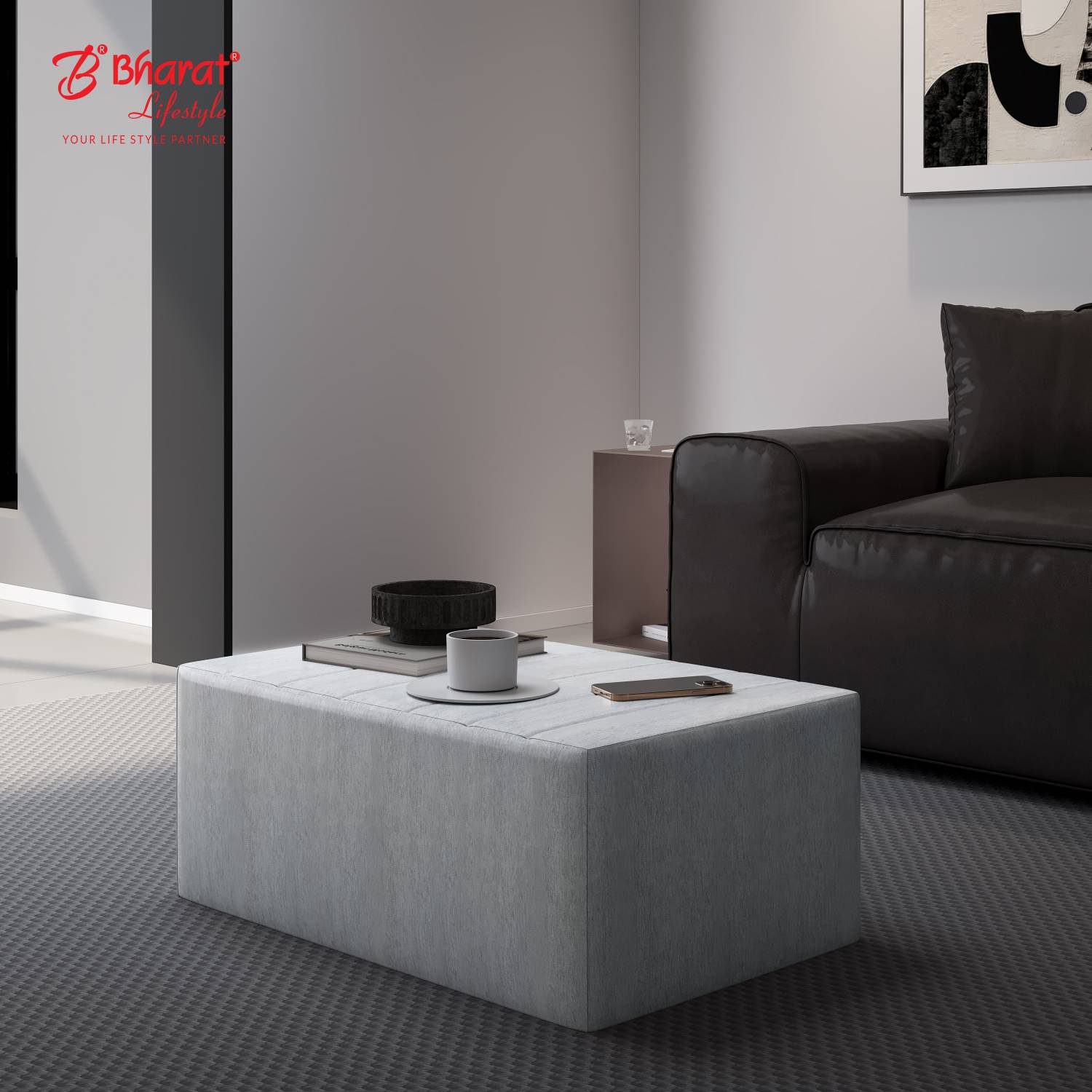 Bharat Lifestyle Fabric Pouf (Finish Color - Grey, DIY(Do-It-Your
