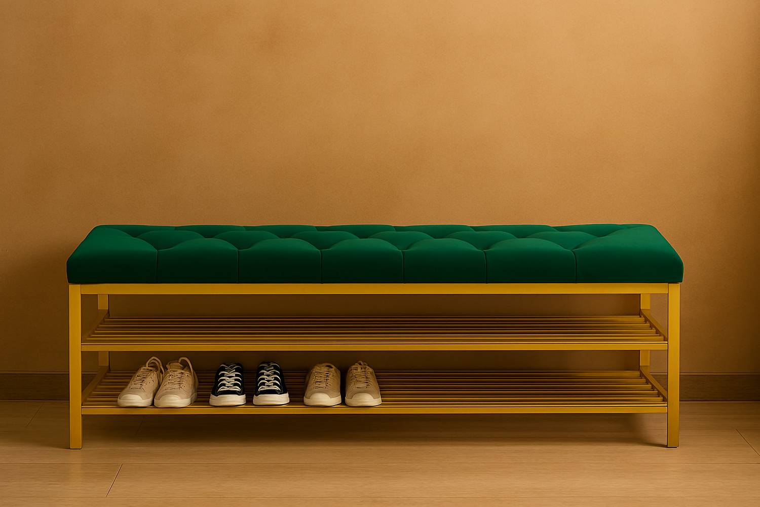 FLORIVA Metal Standard Ottoman (Finish Color - Green, Pre Assembl