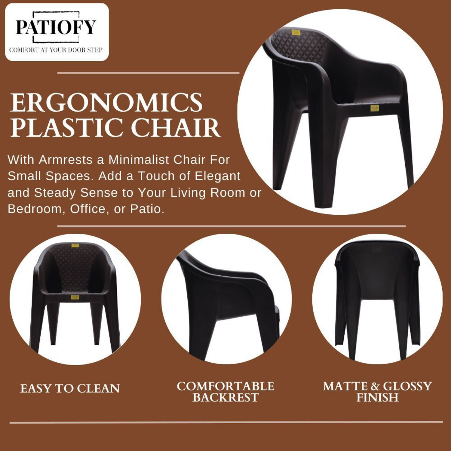 Image of Patiofy Plastic Chair, Arm Chair for Home, Living Room Chair, Outdoor Chair Set of 2 Plastic Outdoor Chair