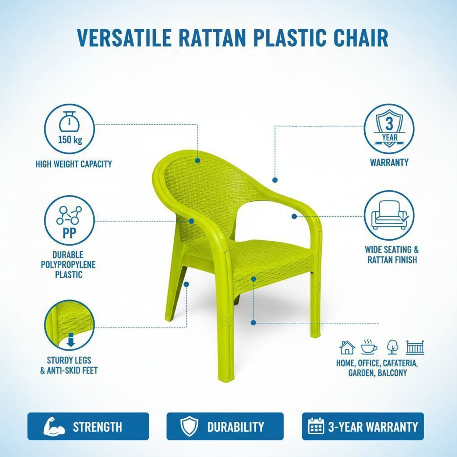 Image of TrendyLivings Sizz Plastic Chair for Home, Garden Plastic Outdoor Chair