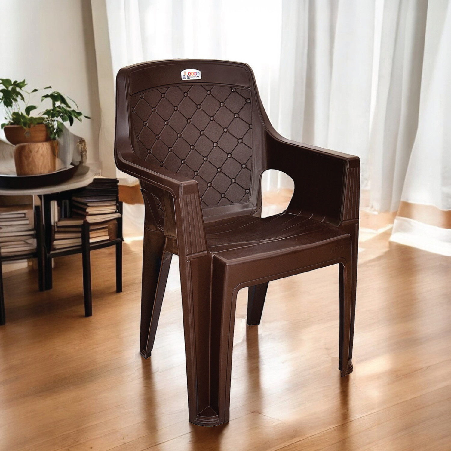 Image of AVRO furniture 4005 Brown Durable Chair for Comfortable Seating - Home, Outdoor, Office & Cafe Plastic Living Room Chair