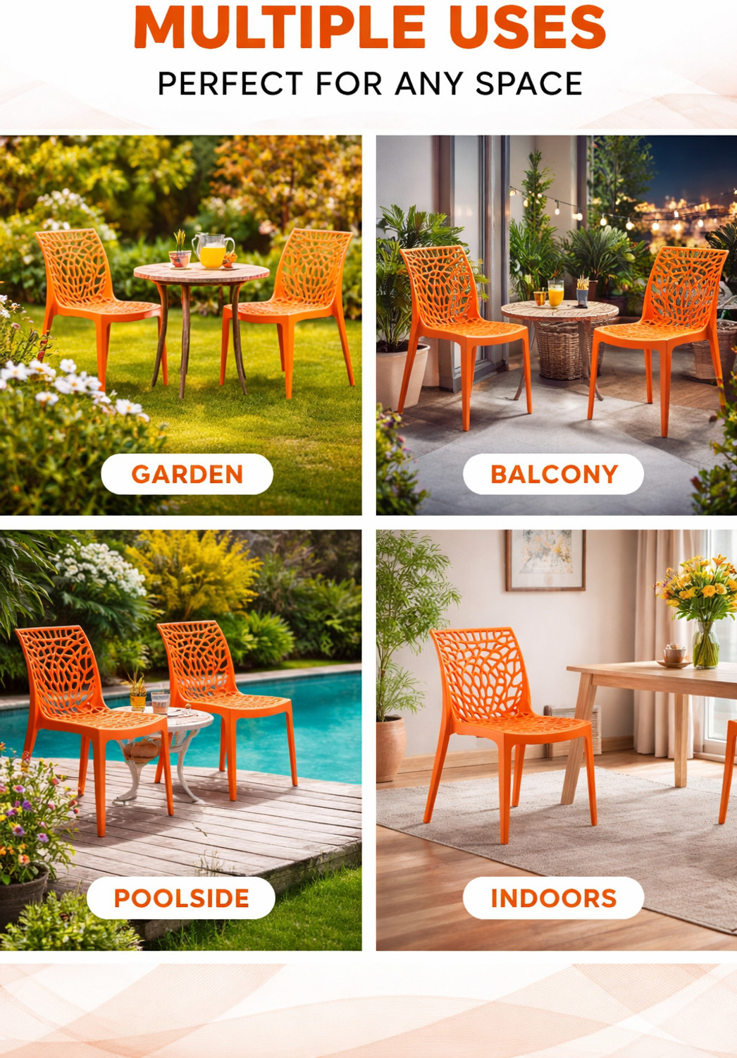 Image of SRI GAYATHRI POLYMERS Premium Web Design Plastic Chair|Stylish Modern Armless Chair for multipurpose Plastic Outdoor Chair
