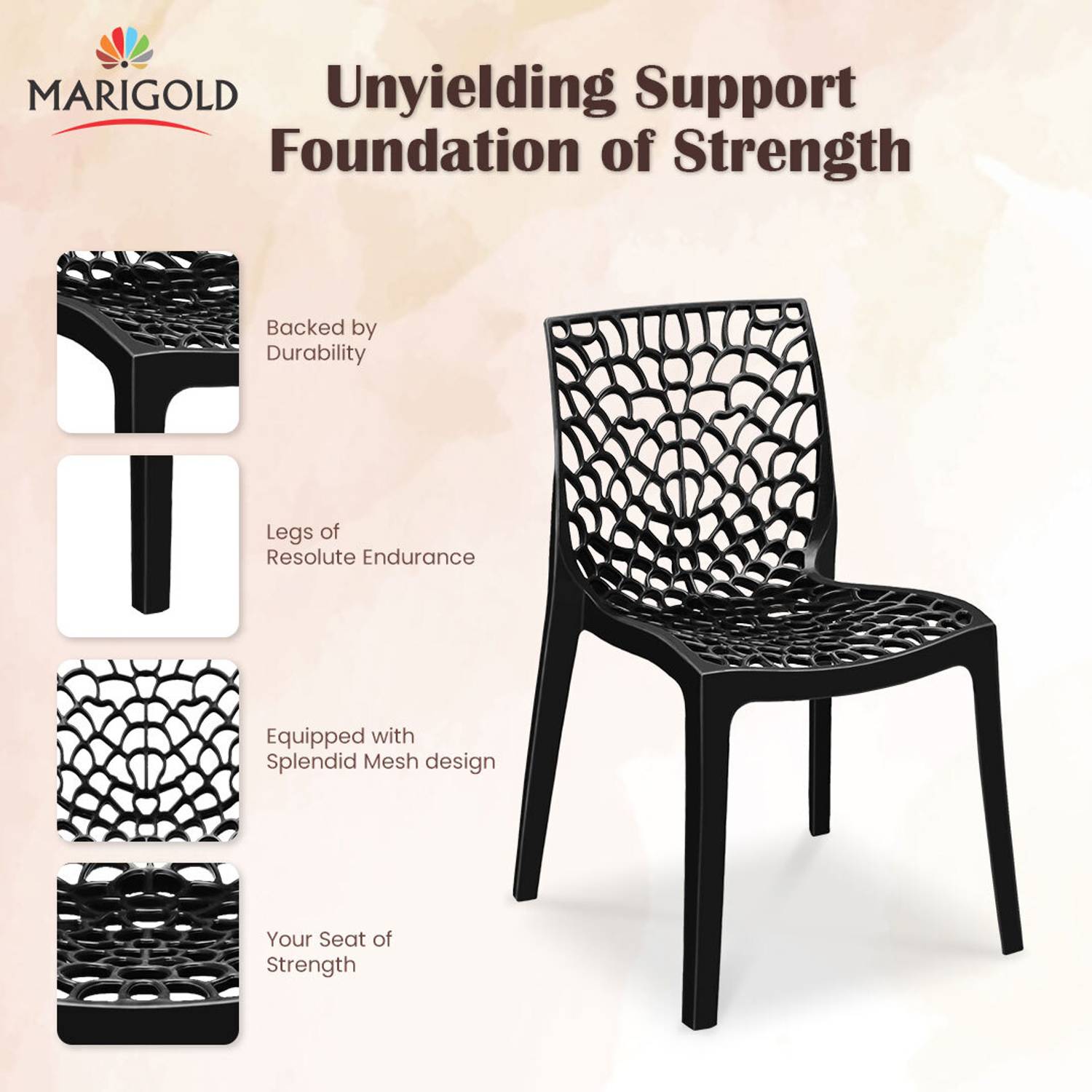 Marigold Wave Heavy Duty Stackable Chair - Image 3