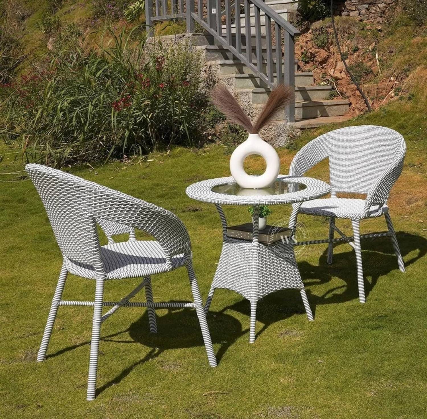 White Wicker Wicker Dining Set Seater Wicker Table Chair Dining Set Color: White Color: White At  INR At Best Price In New Delhi Bhuvi Outdoor Furniture