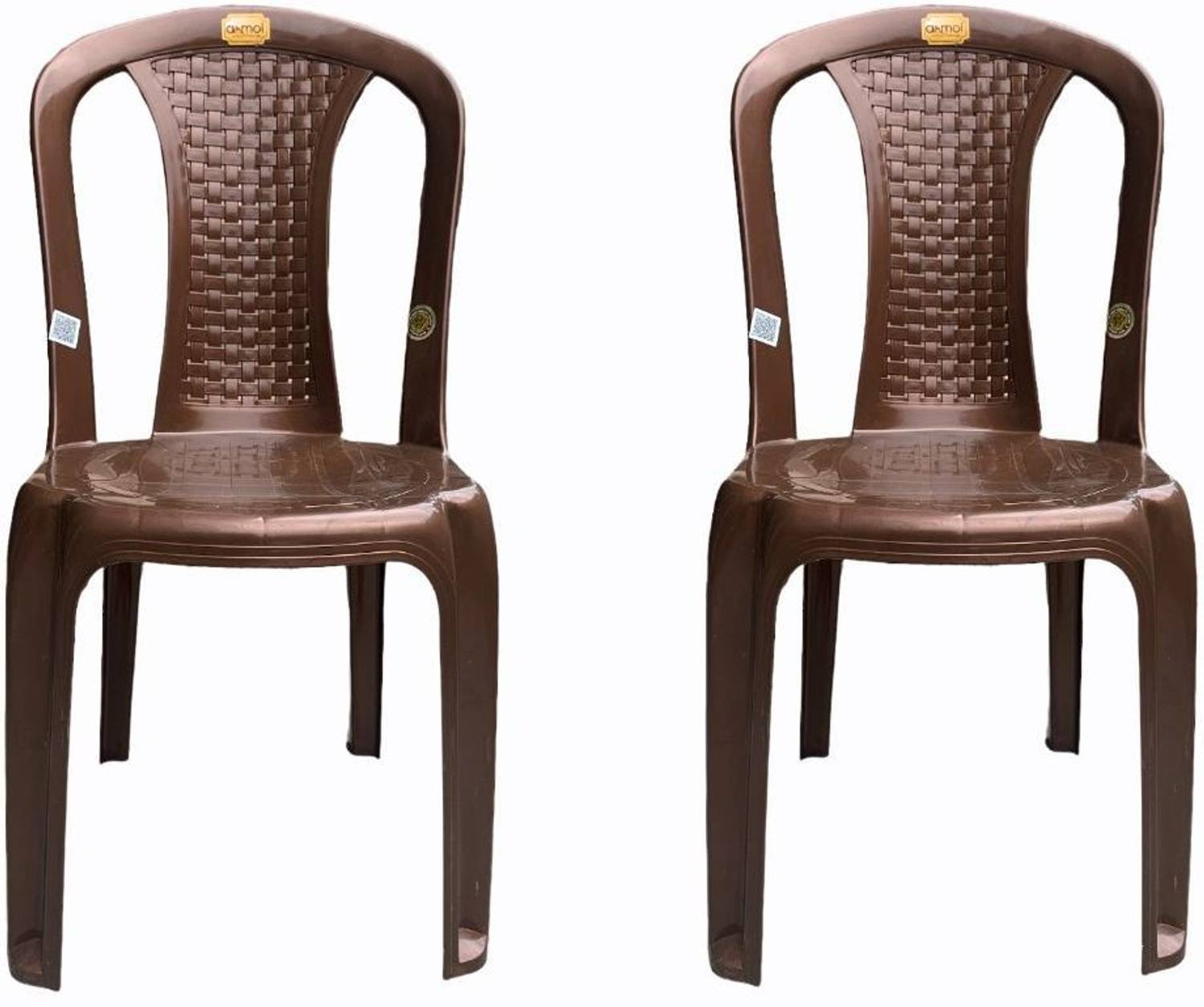 Anmol OPPO CHAIR ARMLESS SET OF 2 BROWN FULLY COMFORT Plastic Outdoor Chair