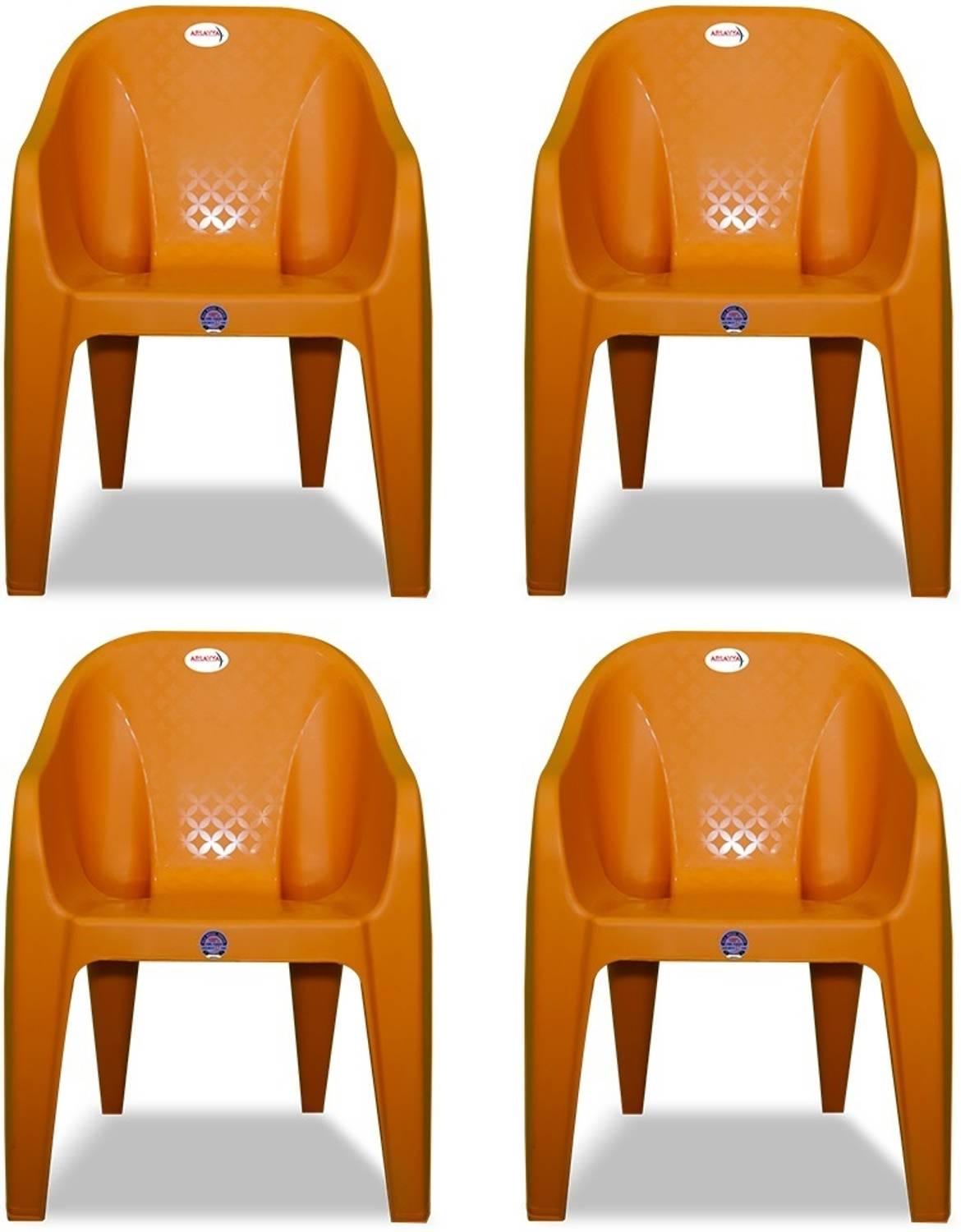 ARLAVYA Orange Plastic Outdoor Chair Set of 4 - Image 1